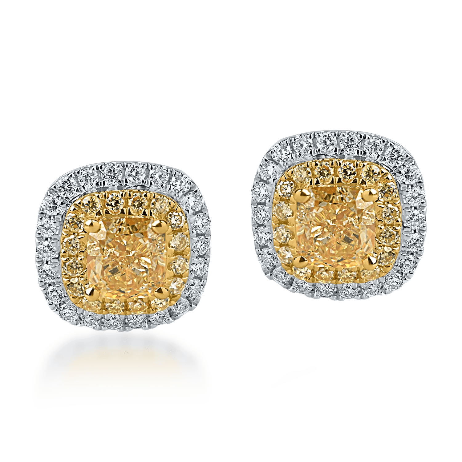 Cercei din aur alb-galben cu diamante 1.37ct Cercei din aur alb-galben cu diamante 1.37ct