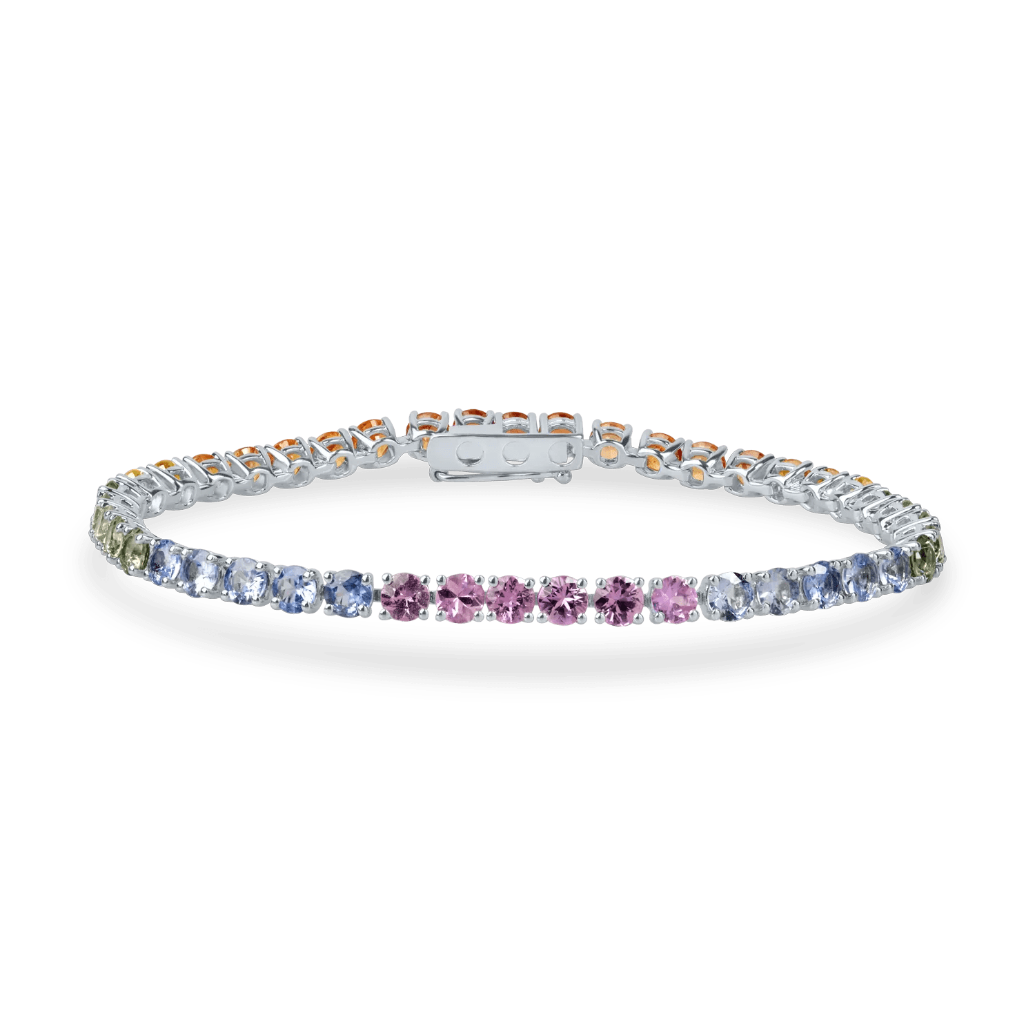 Brățară tennis din aur alb cu safire multicolore de 8.84ct Brățară tennis din aur alb cu safire multicolore de 8.84ct