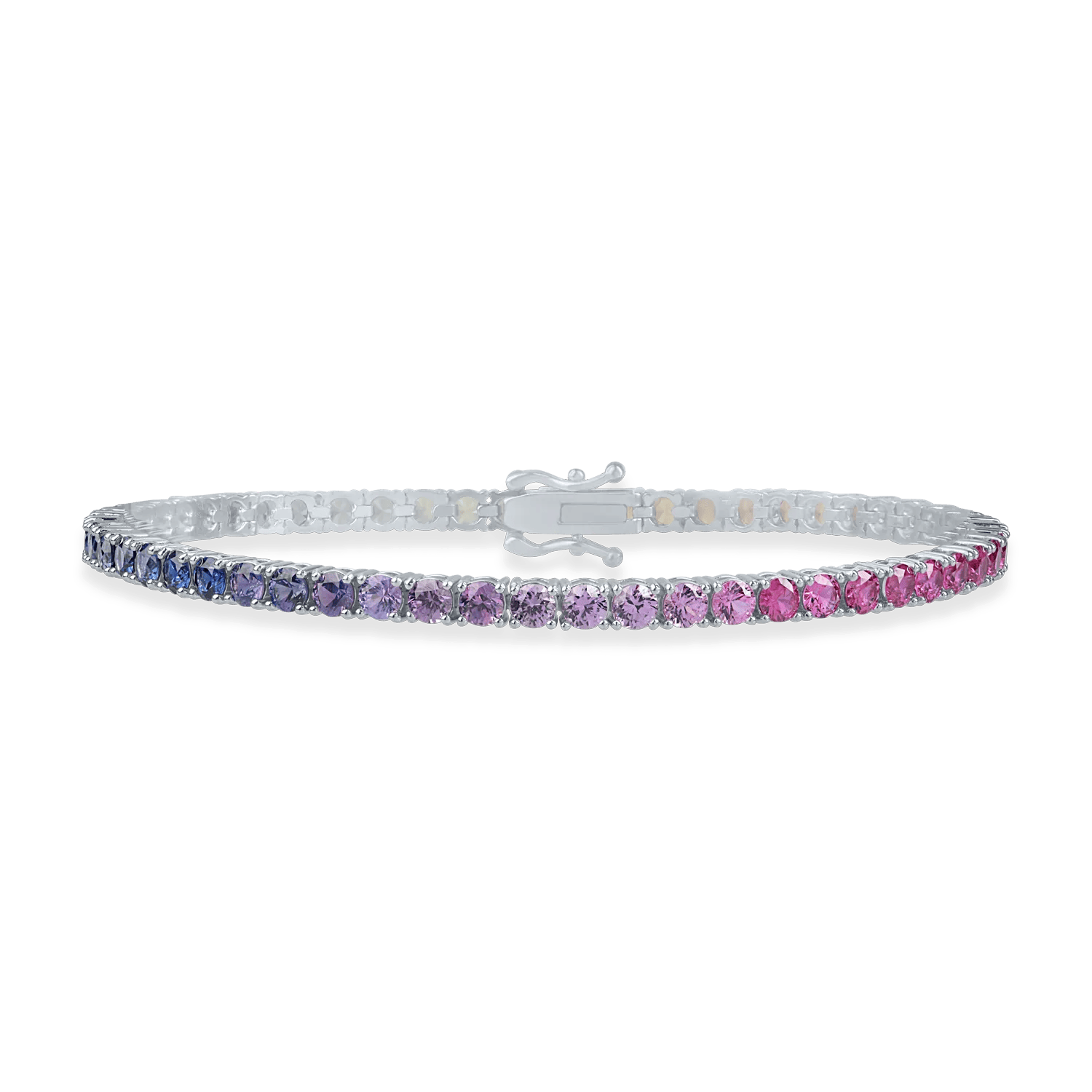 Brățară tennis din aur alb cu safire multicolore de 7.2ct – Teilor Brățară tennis din aur alb cu safire multicolore de 7.2ct – Teilor