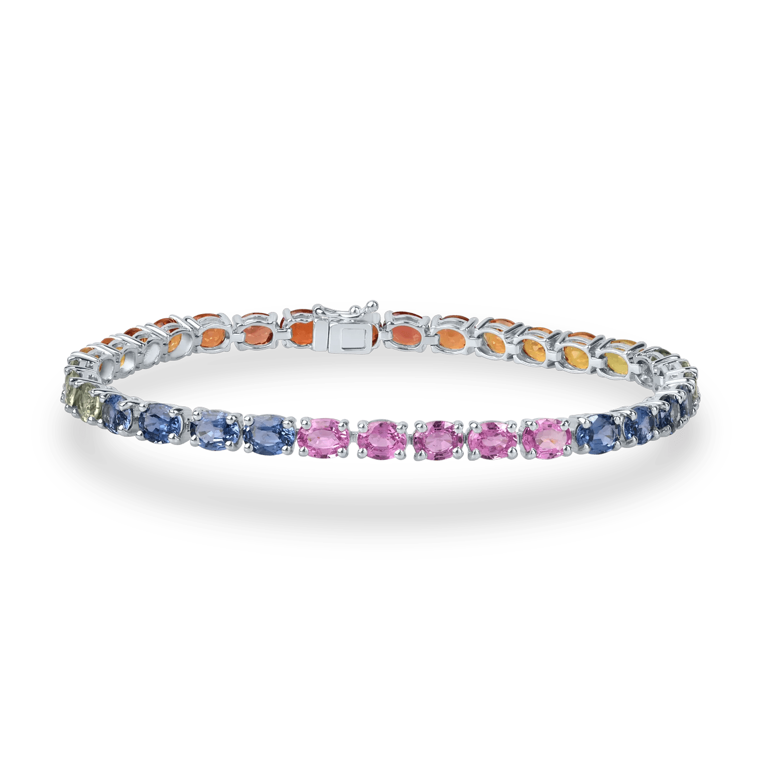 Brățară tennis din aur alb cu safire multicolore de 15.18ct Brățară tennis din aur alb cu safire multicolore de 15.18ct