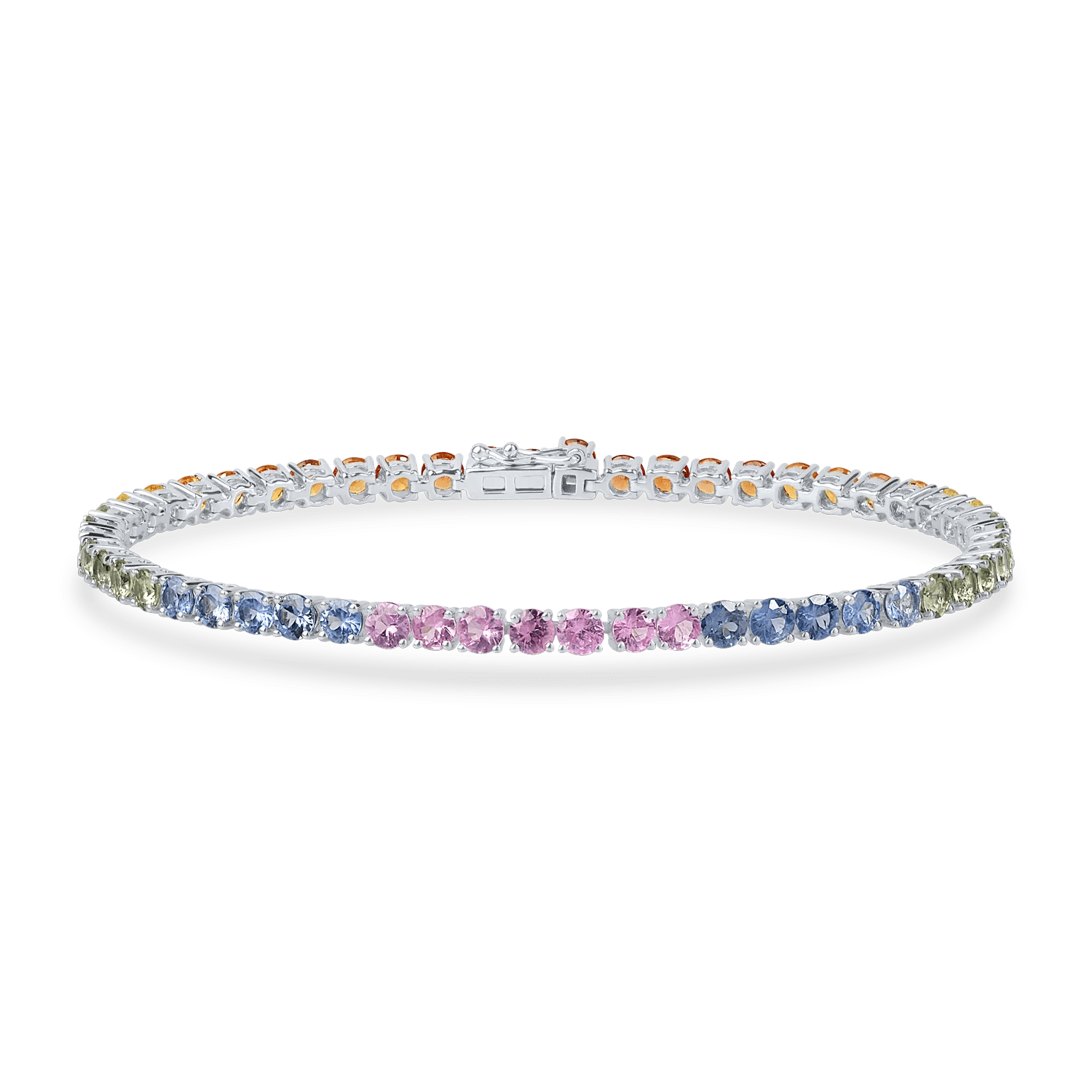 Brățară tennis din aur alb cu safire multicolore de 7.17ct Brățară tennis din aur alb cu safire multicolore de 7.17ct