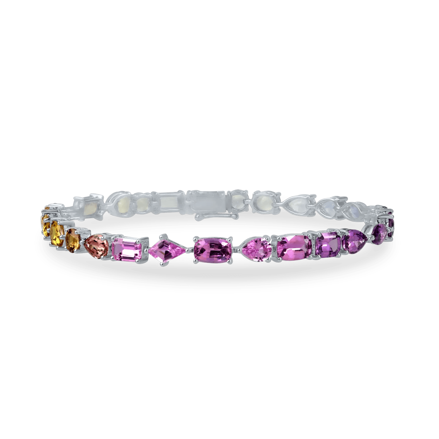 Brățară tennis din aur alb cu safire multicolore de 10.6ct Brățară tennis din aur alb cu safire multicolore de 10.6ct