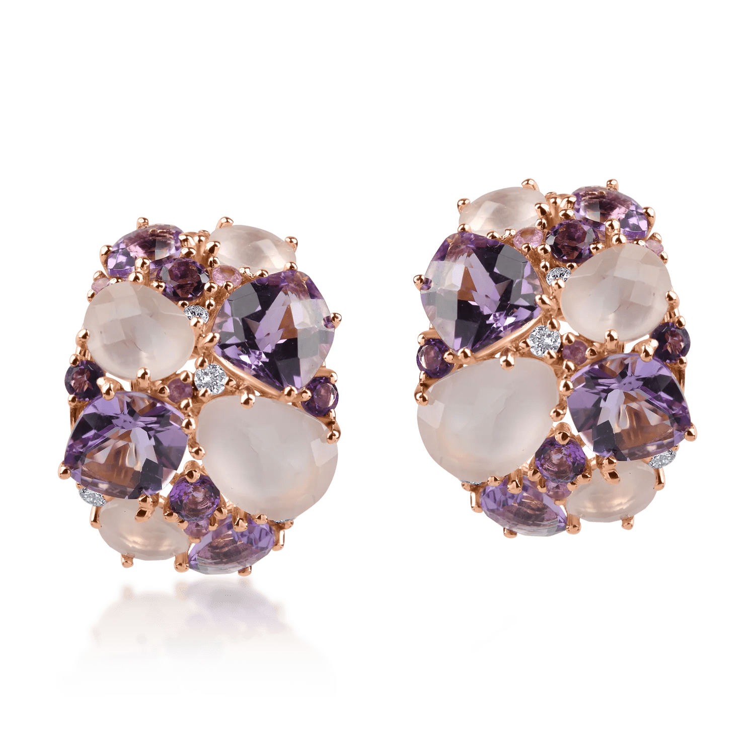 Cercei din aur roz cu pietre prețioase și semiprețioase de 8.82ct Cercei din aur roz cu pietre prețioase și semiprețioase de 8.82ct