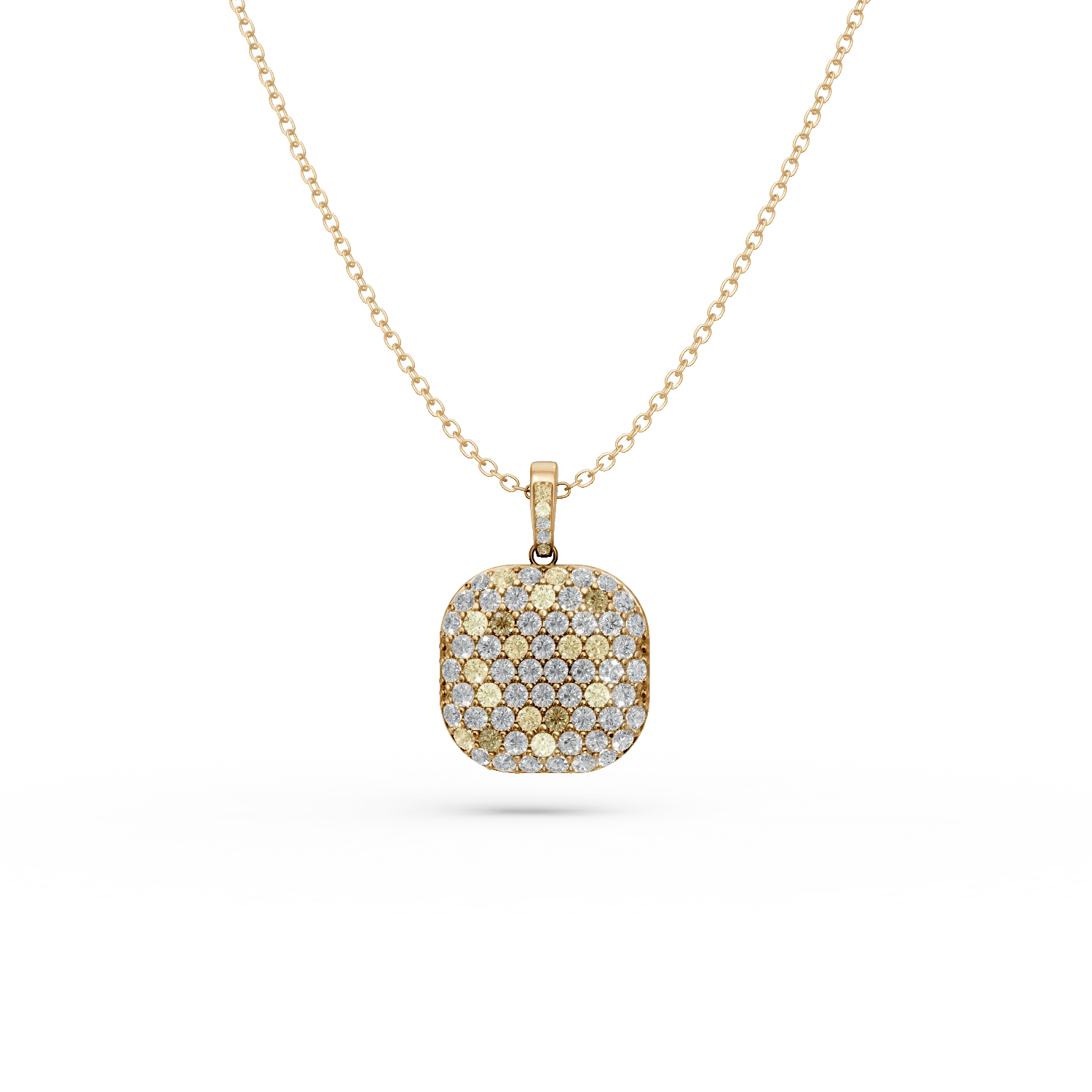 Lanț cu pandantiv din aur galben și diamante multicolore de 1.88ct Lanț cu pandantiv din aur galben și diamante multicolore de 1.88ct