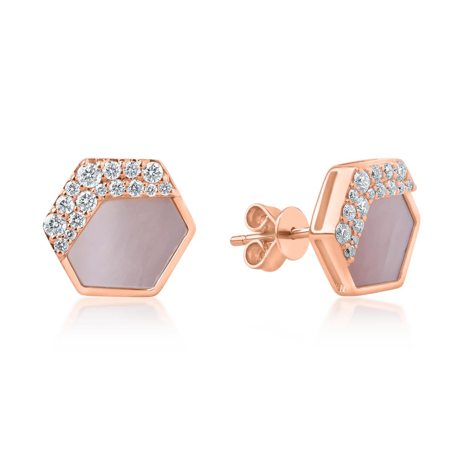 Cercei geometrici din aur roz cu diamante Cercei geometrici din aur roz cu diamante