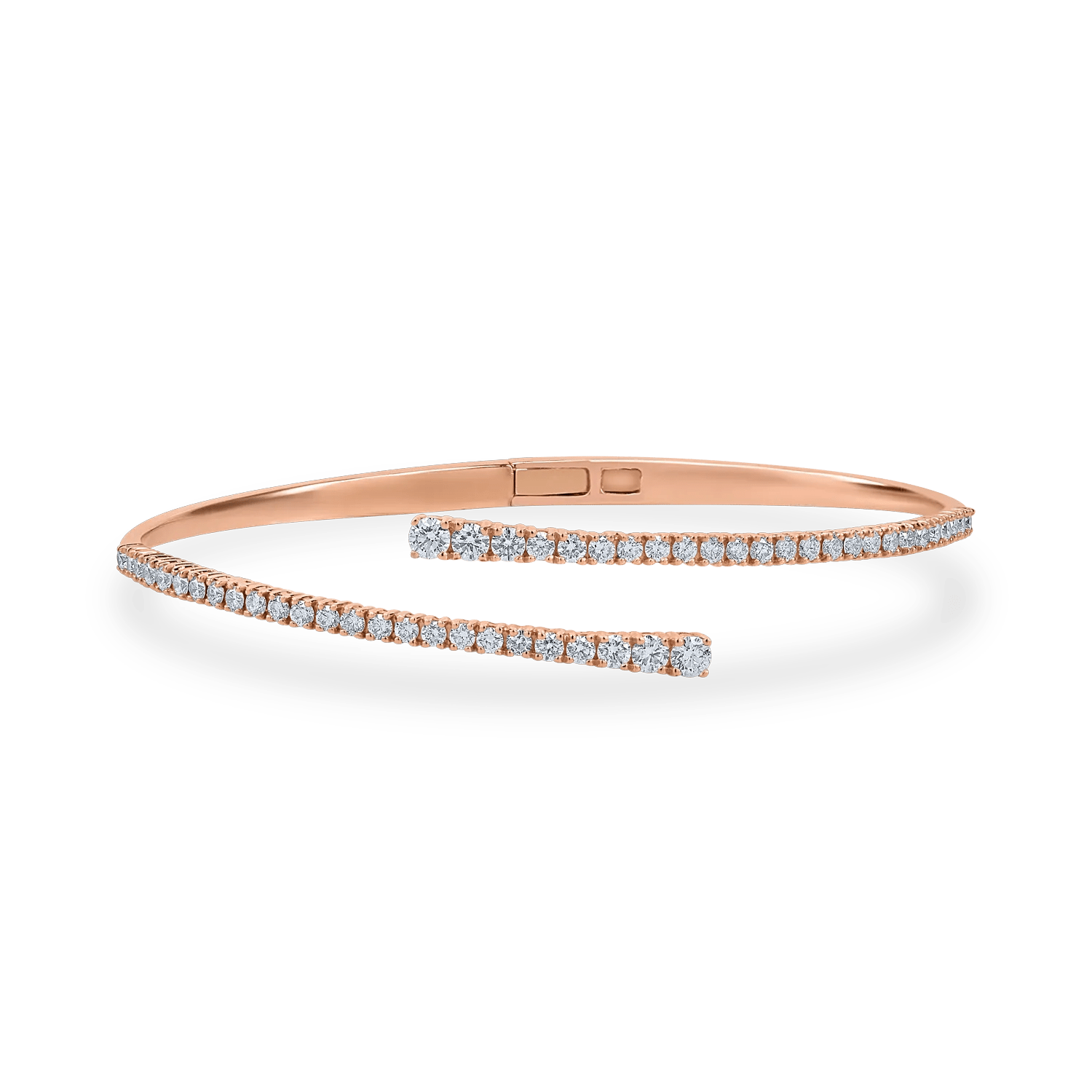 Brățăra fixă deschisă din aur roz cu diamante de 1.37ct Brățăra fixă deschisă din aur roz cu diamante de 1.37ct