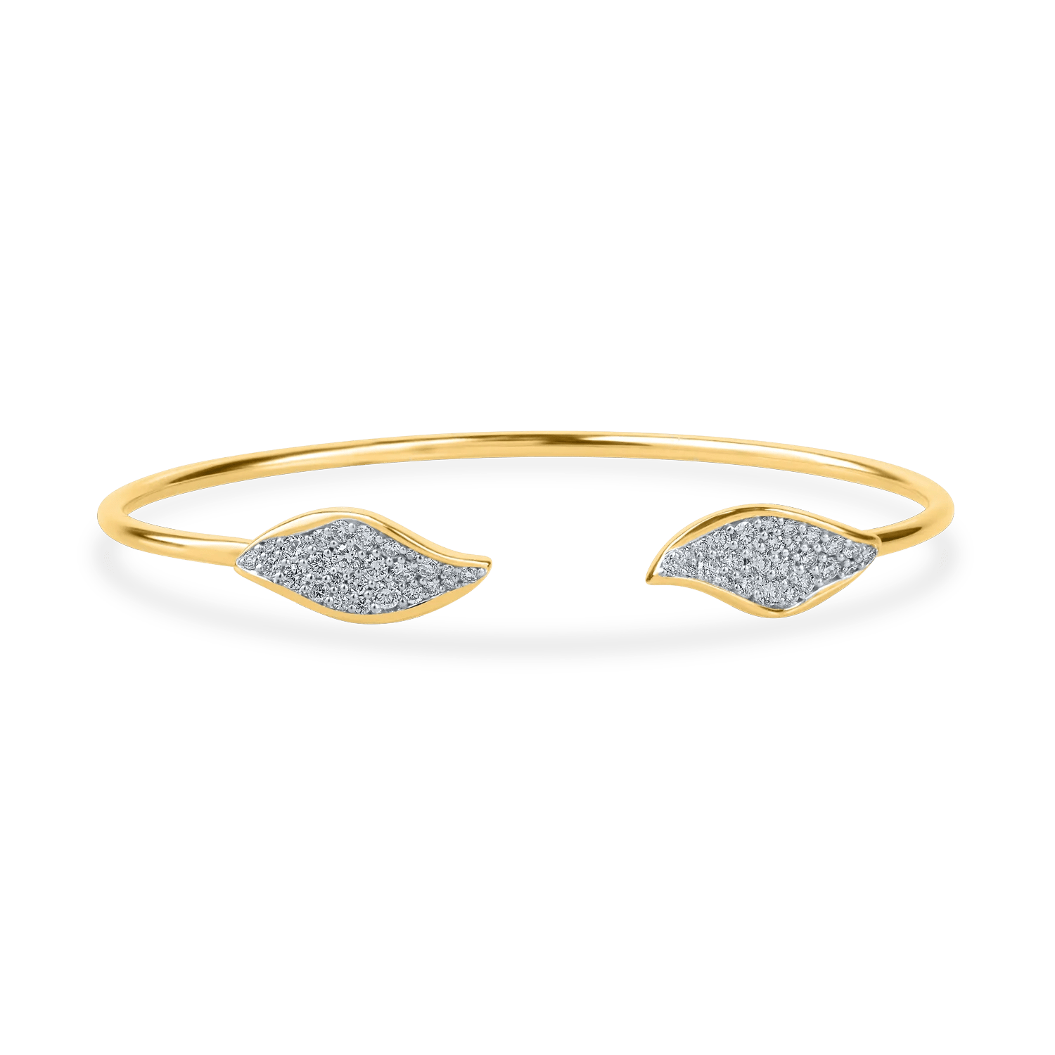 Brățăra fixă deschisă din aur galben cu diamante de 0.8ct Brățăra fixă deschisă din aur galben cu diamante de 0.8ct
