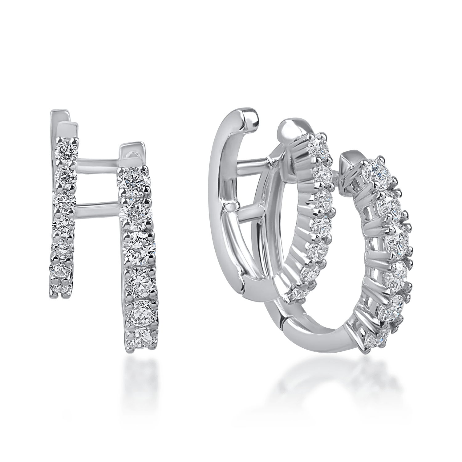 Cercei dubli din aur alb cu diamante de 0.94ct Cercei dubli din aur alb cu diamante de 0.94ct