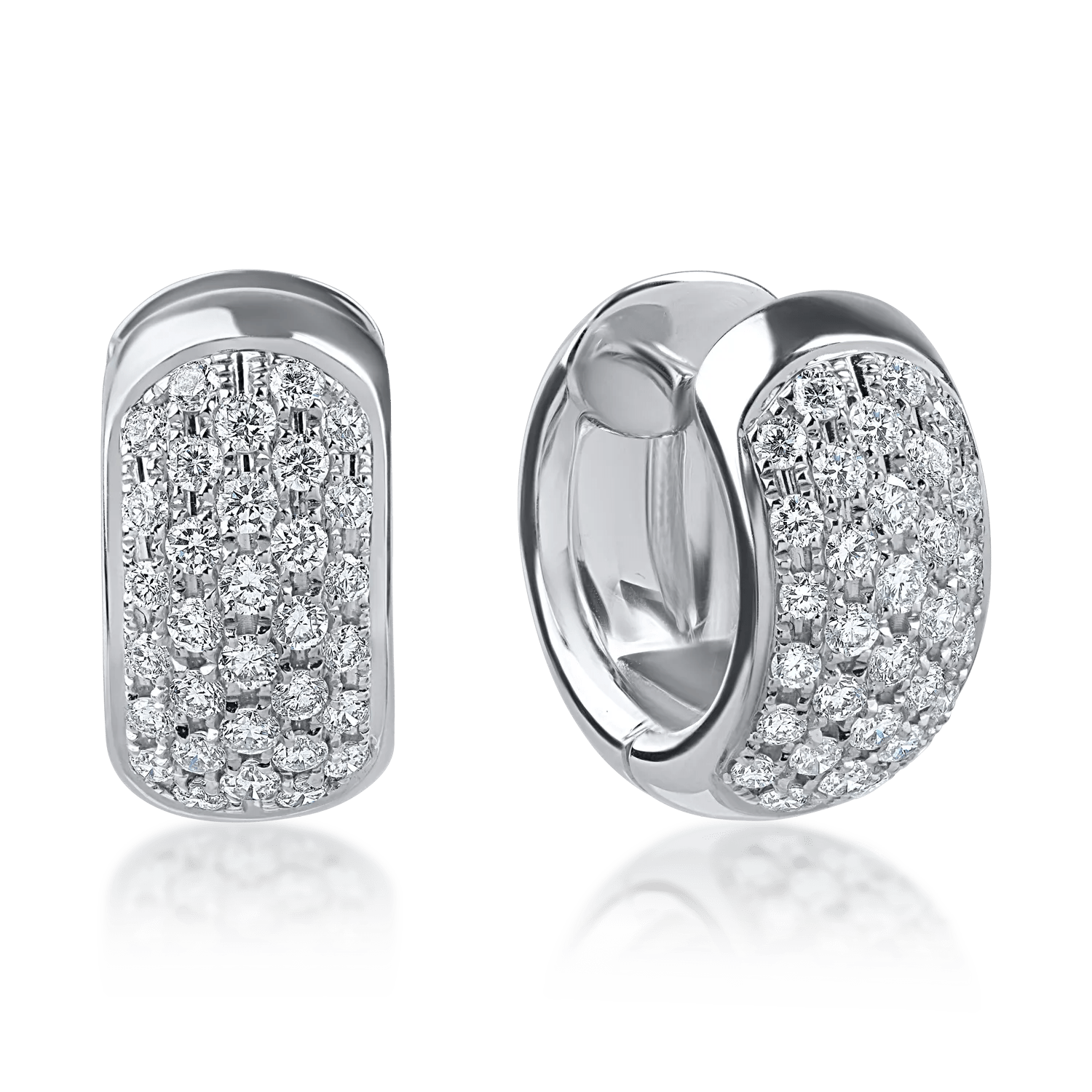 Cercei creole din aur alb cu diamante de 0.8ct Cercei creole din aur alb cu diamante de 0.8ct