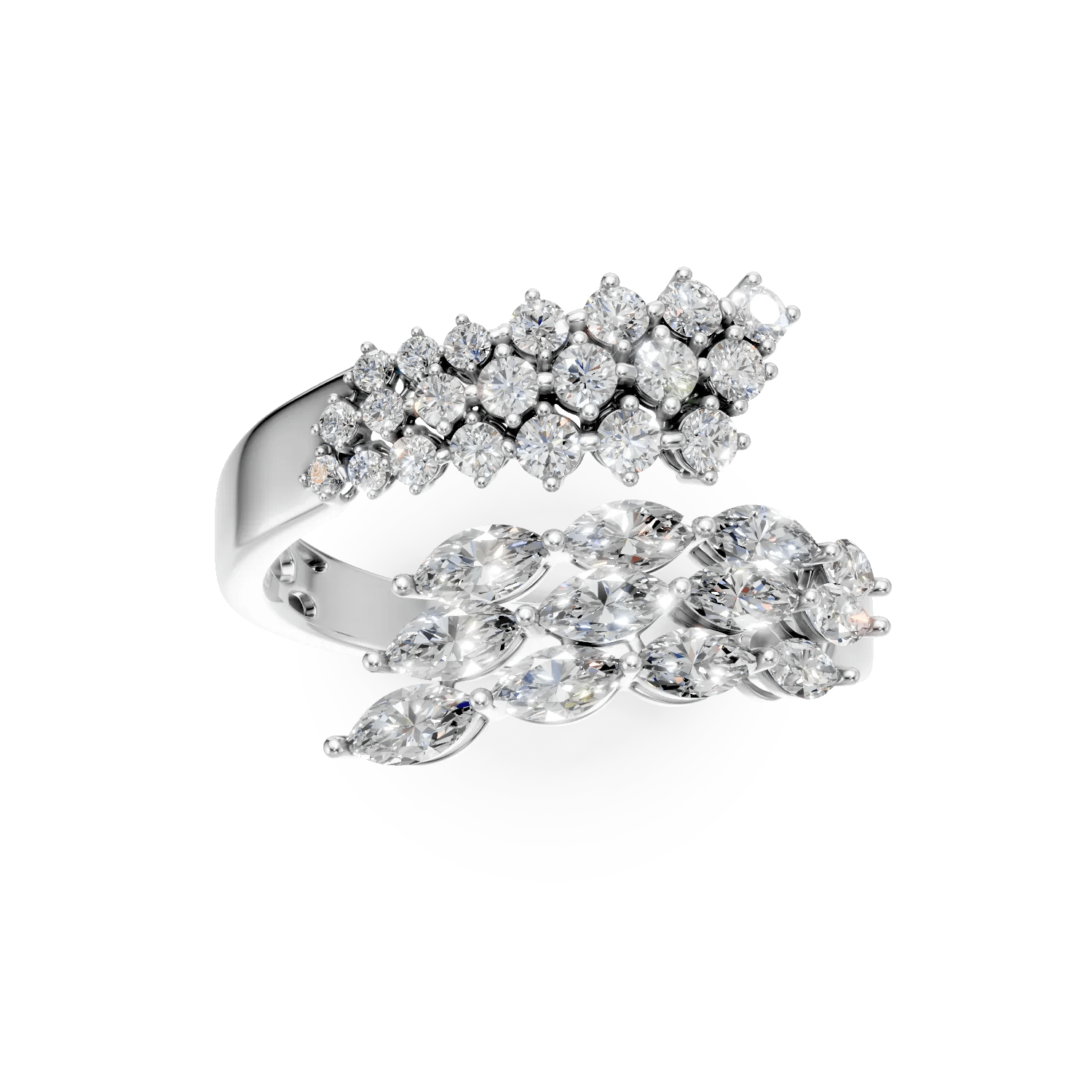 Inel deschis din aur alb cu diamante marquise Inel deschis din aur alb cu diamante marquise