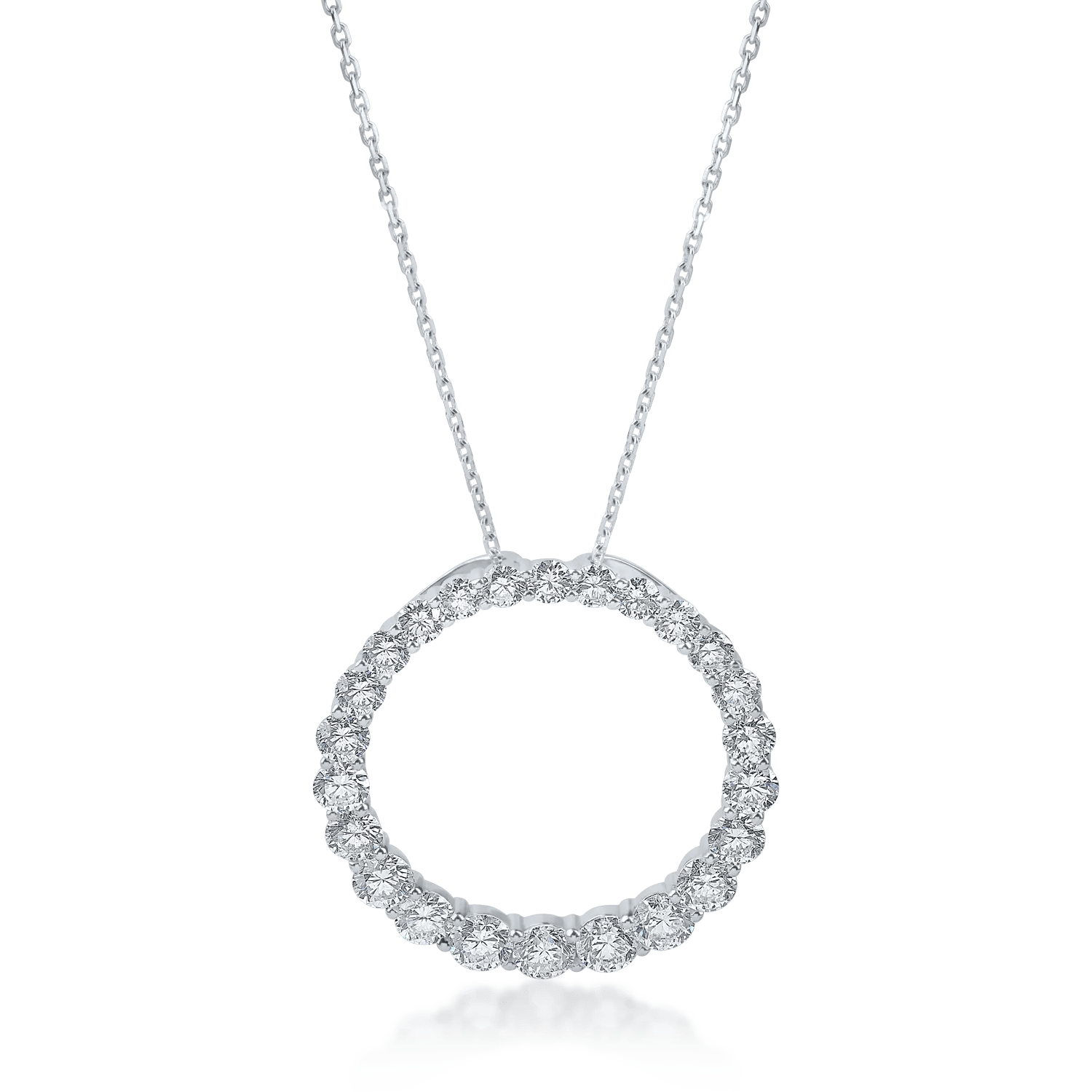 Lanț cu pandantiv rotund din aur alb și diamante de 2.6ct Lanț cu pandantiv rotund din aur alb și diamante de 2.6ct