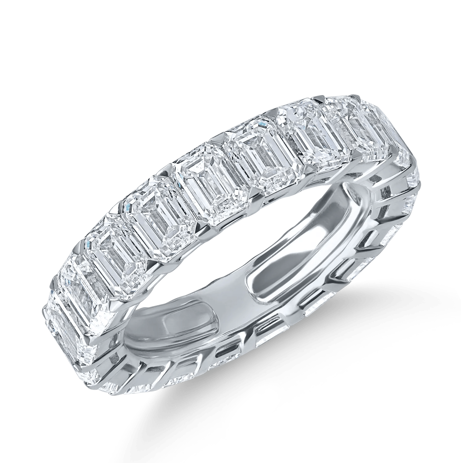 Inel eternity din aur alb cu diamante baguette de 7.73ct Inel eternity din aur alb cu diamante baguette de 7.73ct