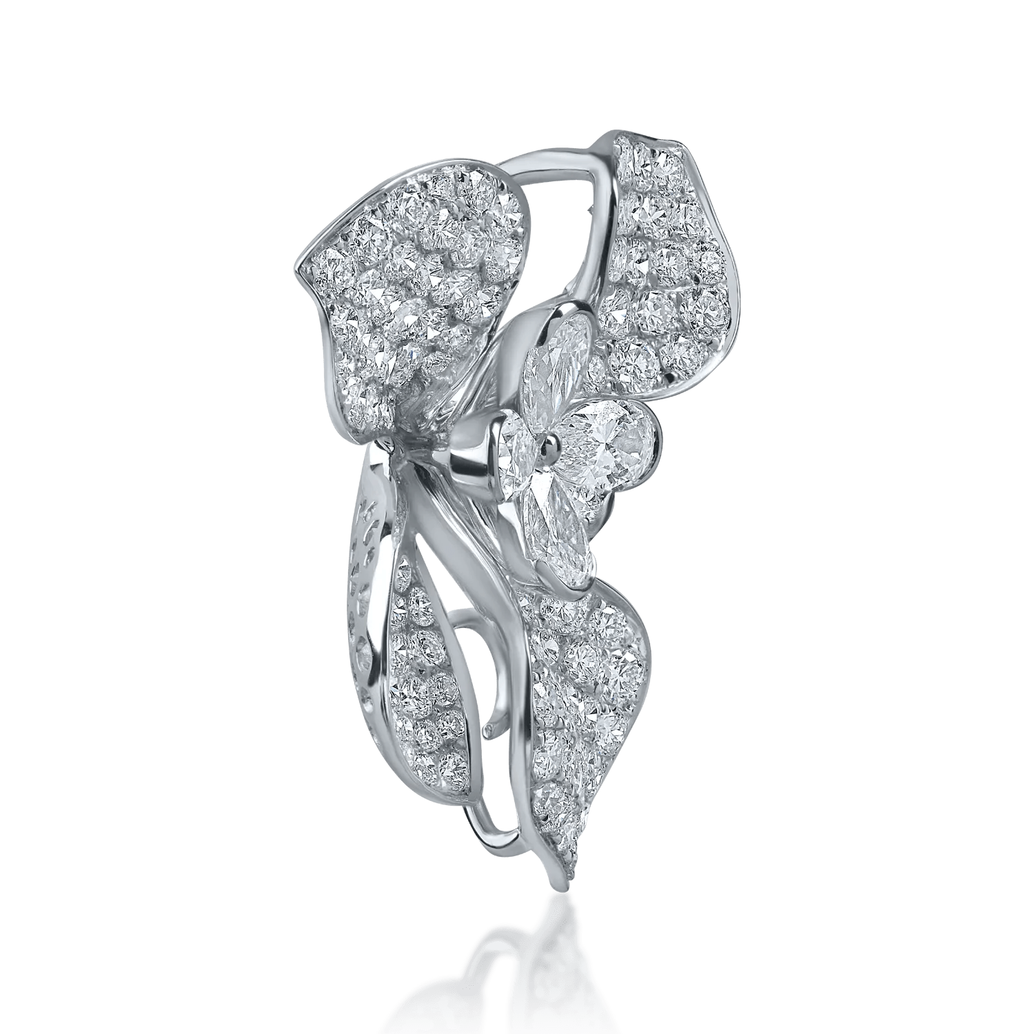 Pandantiv floral din aur alb cu diamante Pandantiv floral din aur alb cu diamante