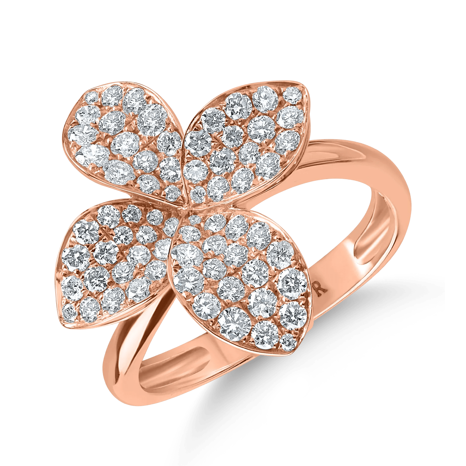 Inel floral din aur roz cu diamante de 0.92ct Inel floral din aur roz cu diamante de 0.92ct