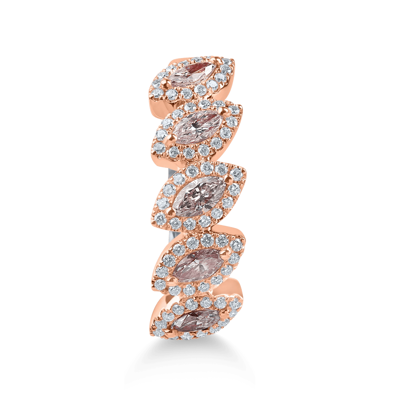 Inel din aur alb-roz cu diamante roze Inel din aur alb-roz cu diamante roze