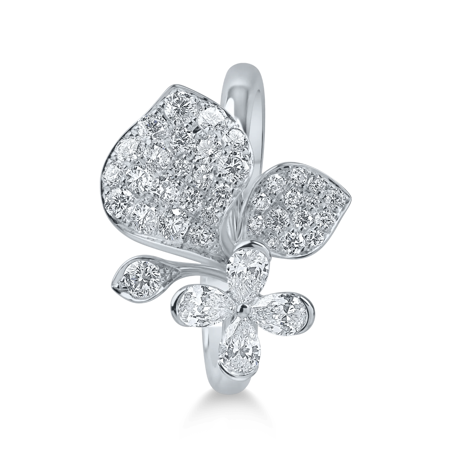 Inel floral din aur alb cu diamante de 0.96ct Inel floral din aur alb cu diamante de 0.96ct