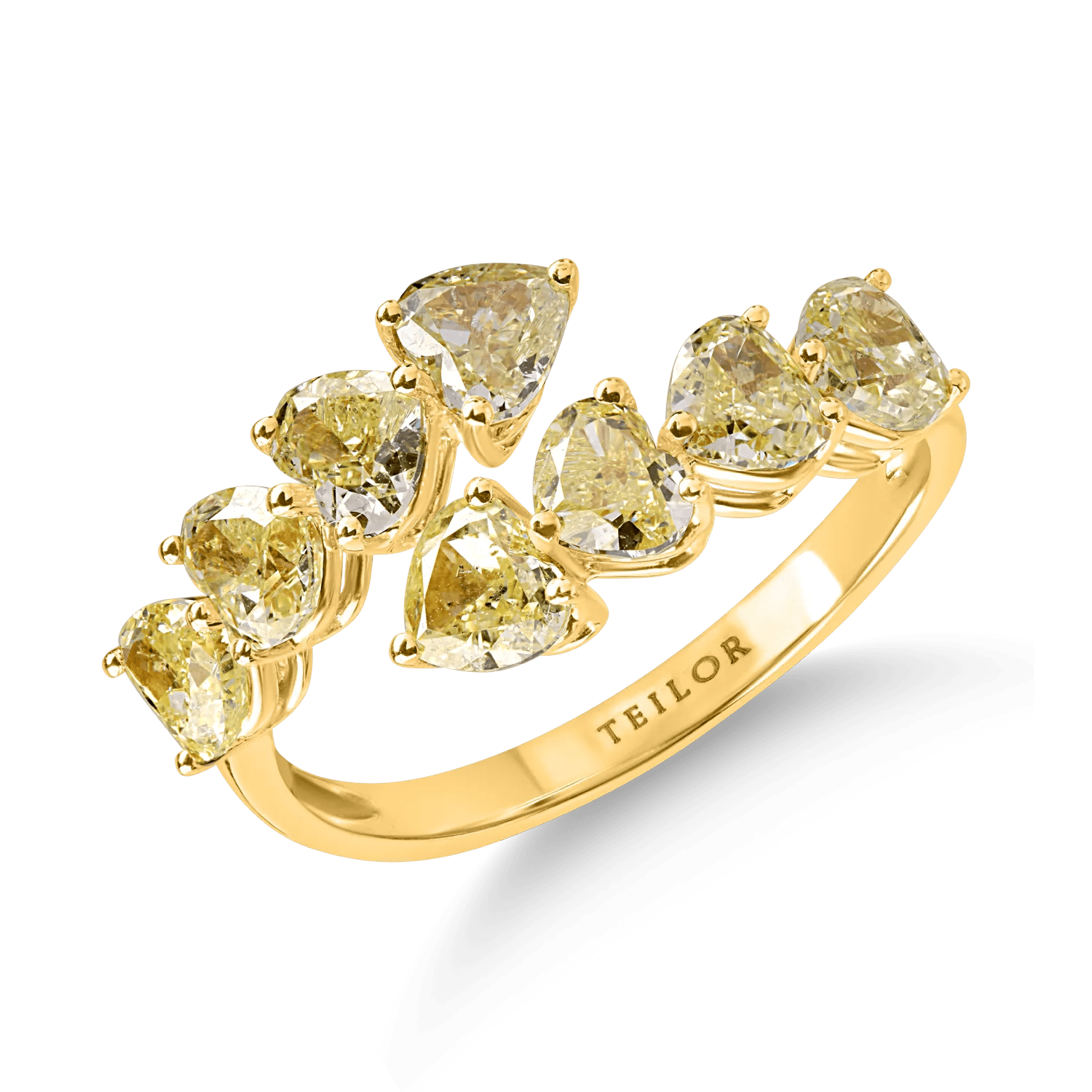 Inel din aur galben cu diamante galbene de 2.63ct, taietura heart Inel din aur galben cu diamante galbene de 2.63ct, taietura heart