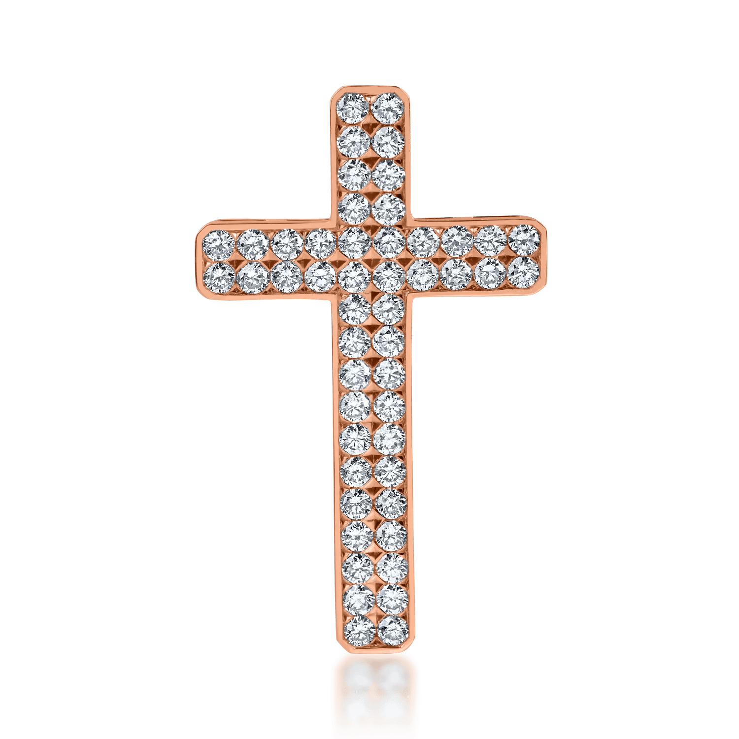 Pandantiv cruce din aur roz cu diamante de 0.89ct Pandantiv cruce din aur roz cu diamante de 0.89ct
