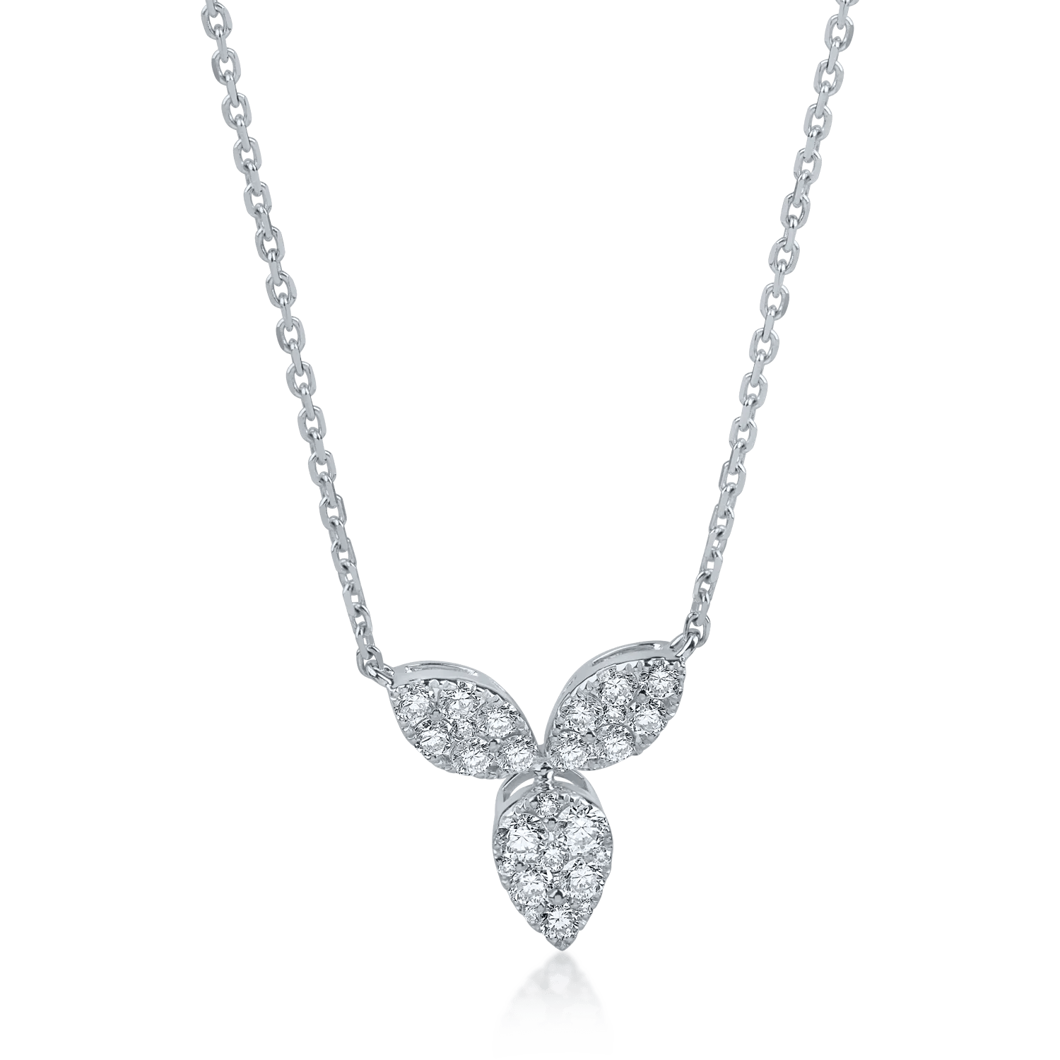 Lant cu pandantiv floral din aur alb cu diamante de 0.52ct Lant cu pandantiv floral din aur alb cu diamante de 0.52ct