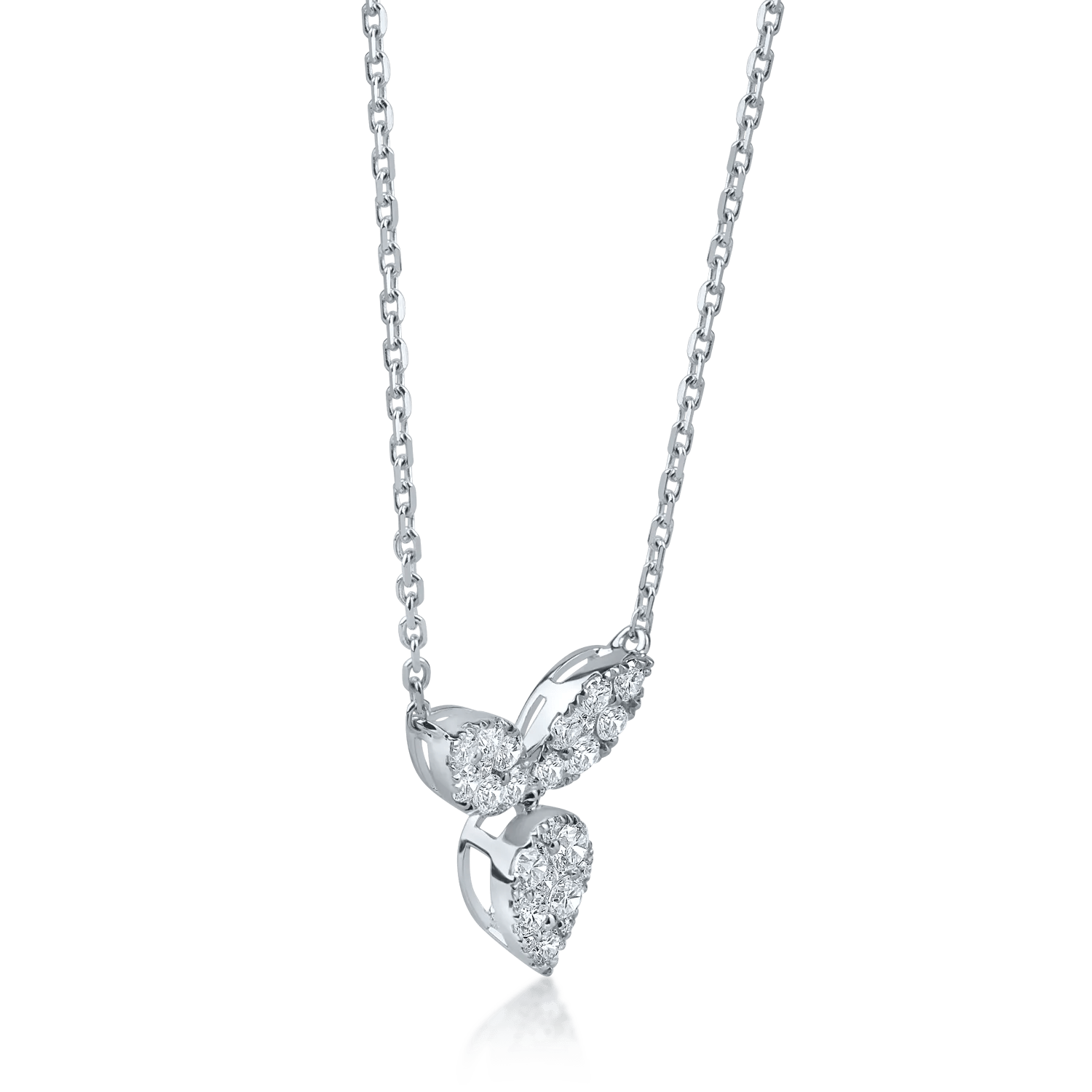 Lant cu pandantiv floral din aur alb și diamante Lant cu pandantiv floral din aur alb și diamante