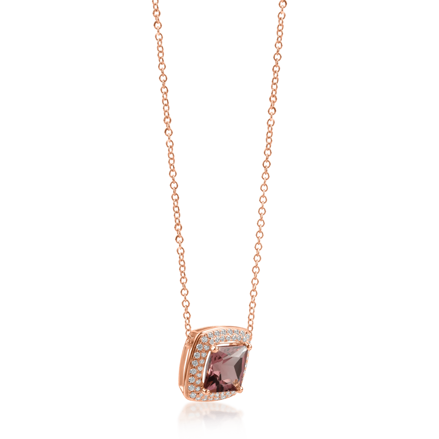 Lănțișor din aur roz cu turmalină roz de 1.6ct Lănțișor din aur roz cu turmalină roz de 1.6ct