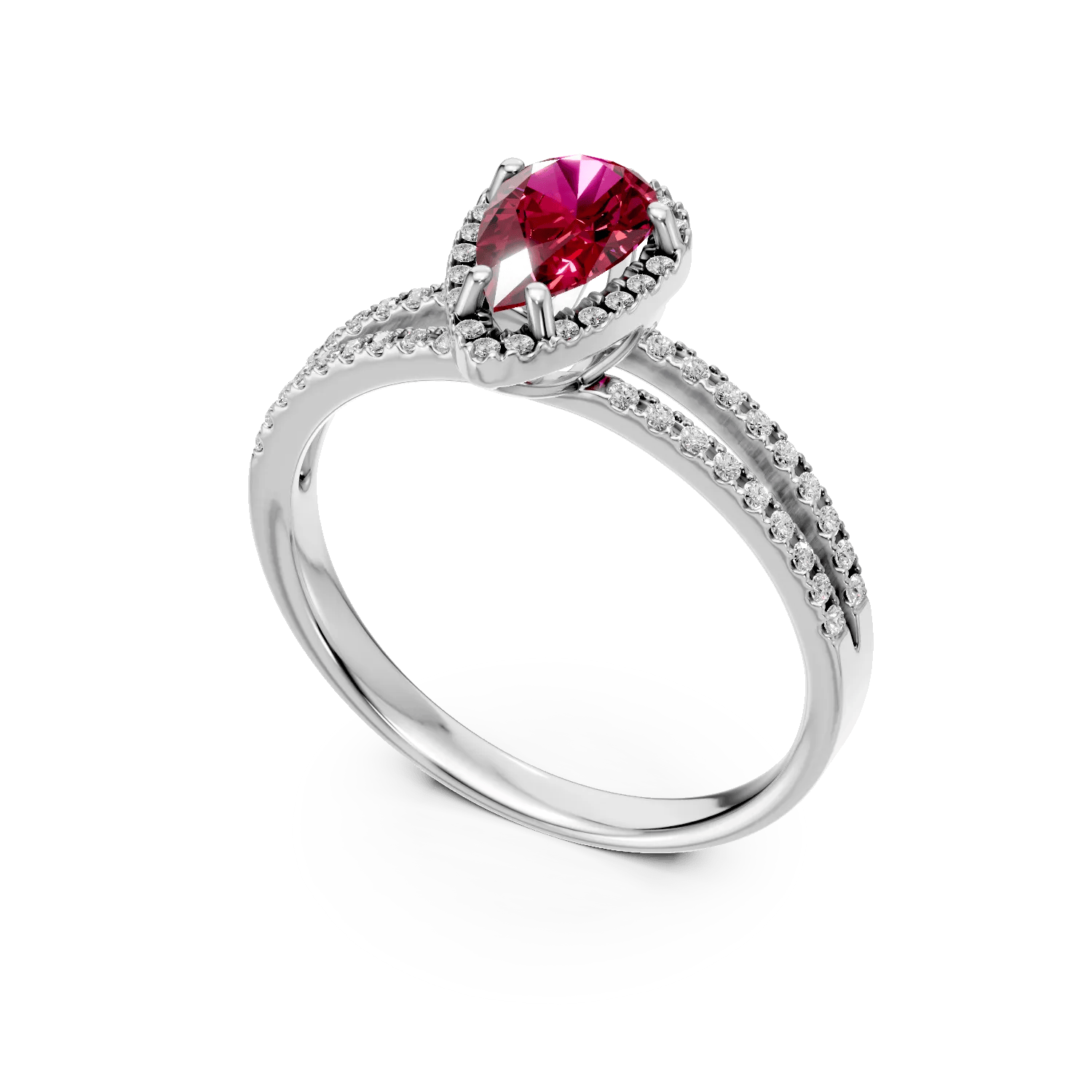 Inel din aur alb cu rubin și diamante – Teilor Inel din aur alb cu rubin și diamante – Teilor