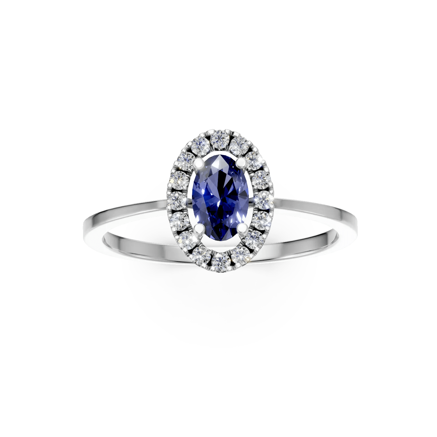 Inel din aur alb cu safir și diamante Inel din aur alb cu safir și diamante