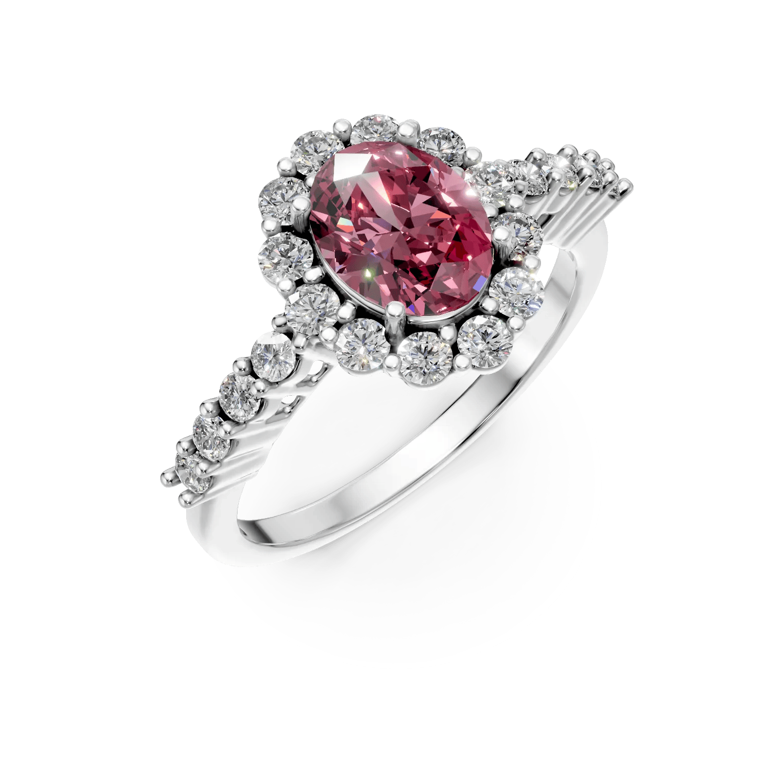 Inel din aur alb cu un rubin oval de 1.46ct și diamante de 0.65ct – Teilor Inel din aur alb cu un rubin oval de 1.46ct și diamante de 0.65ct – Teilor