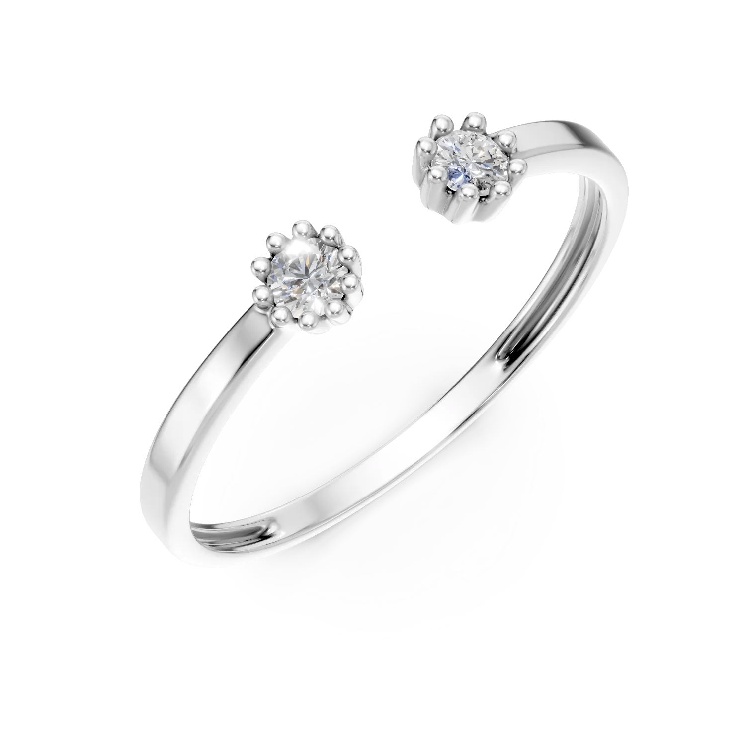 Inel deschis din aur alb cu diamante de 0.1ct Inel deschis din aur alb cu diamante de 0.1ct