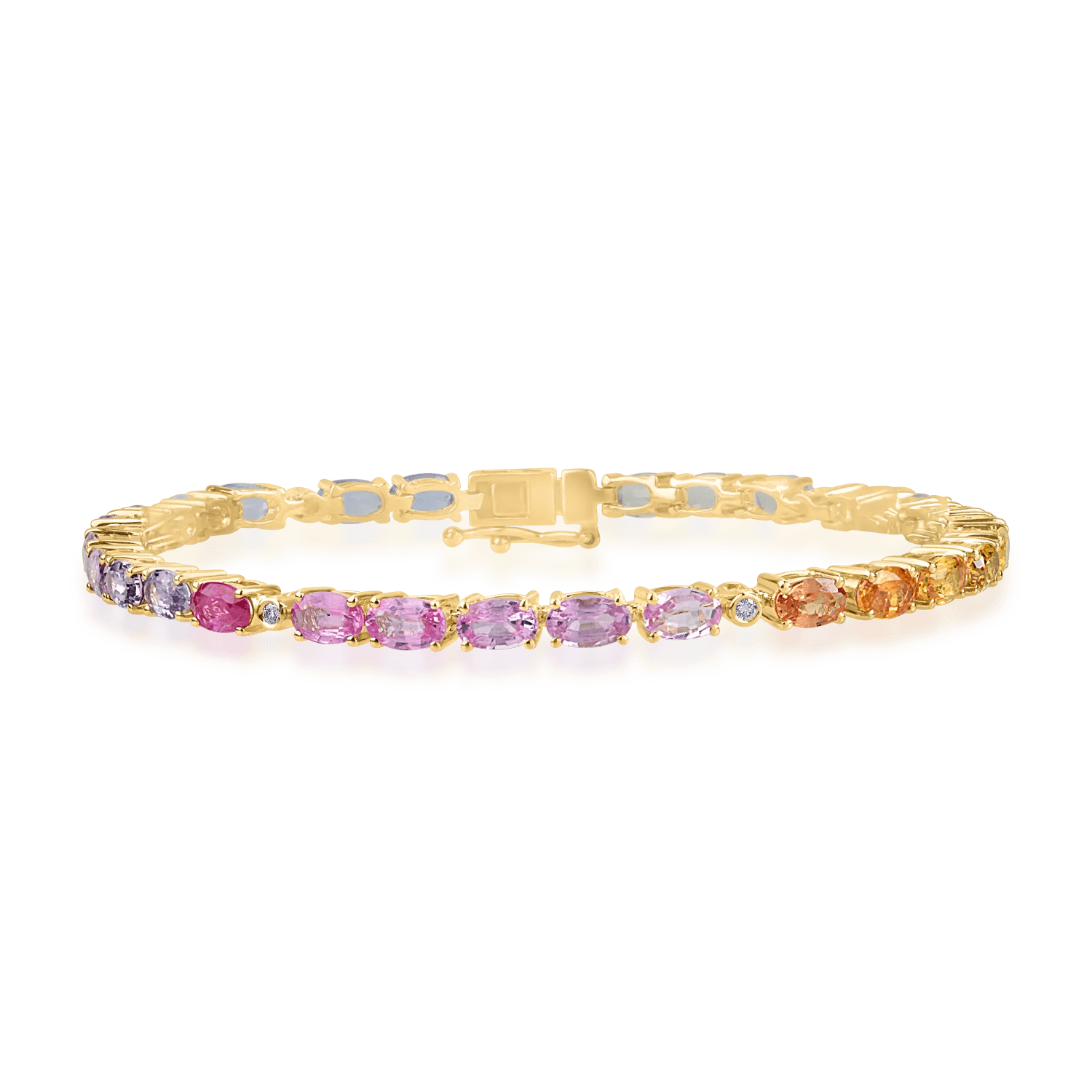 Brățară tennis din aur galben cu safire fancy ovale de 8.26ct și diamante de 0.07ct Brățară tennis din aur galben cu safire fancy ovale de 8.26ct și diamante de 0.07ct