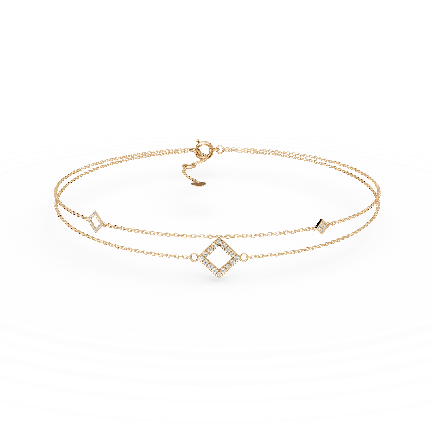 Brățară cu pandantive geometrice din aur galben cu diamante de 0.1ct – Element / Teilor Brățară cu pandantive geometrice din aur galben cu diamante de 0.1ct – Element / Teilor