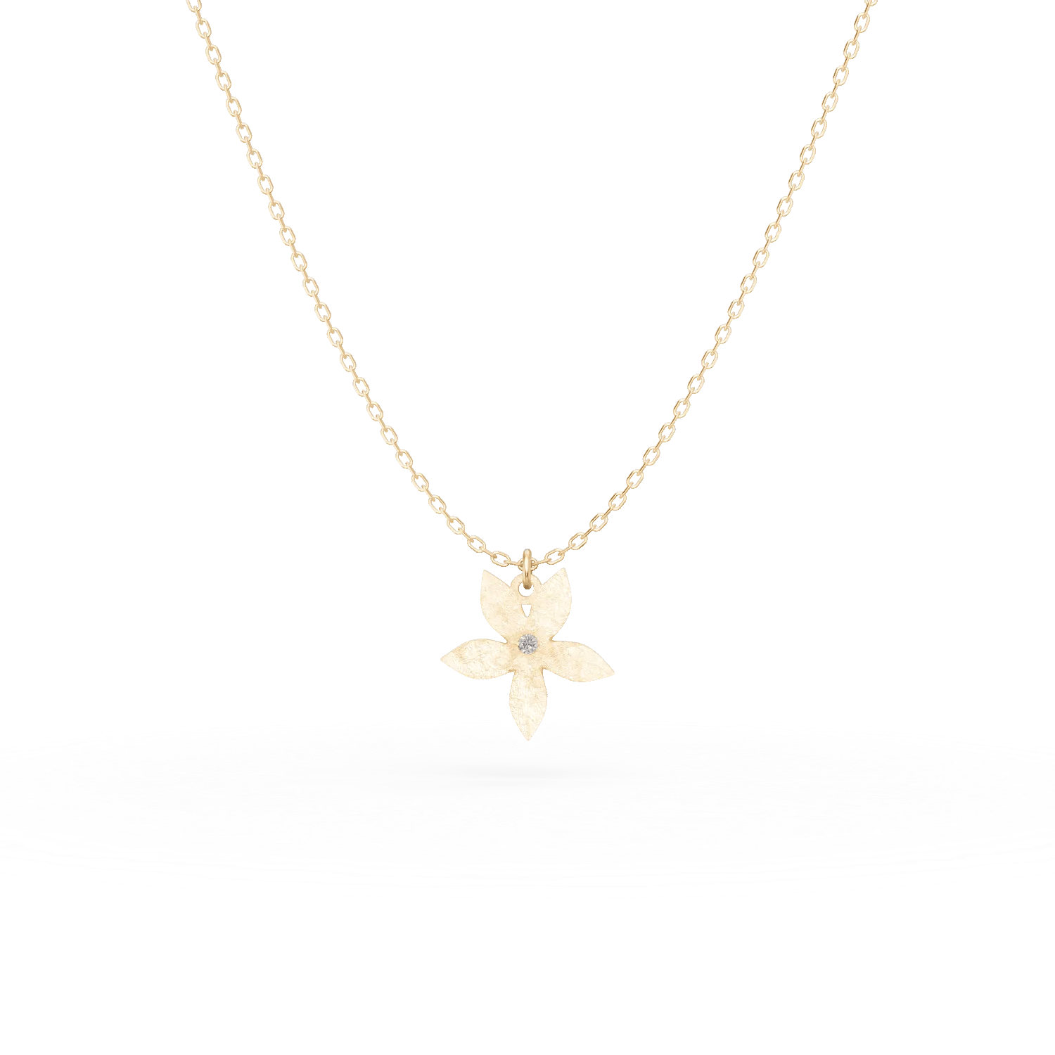 Lanț cu pandantiv floral din aur galben cu diamant de 0.005ct – Teilor Lanț cu pandantiv floral din aur galben cu diamant de 0.005ct – Teilor