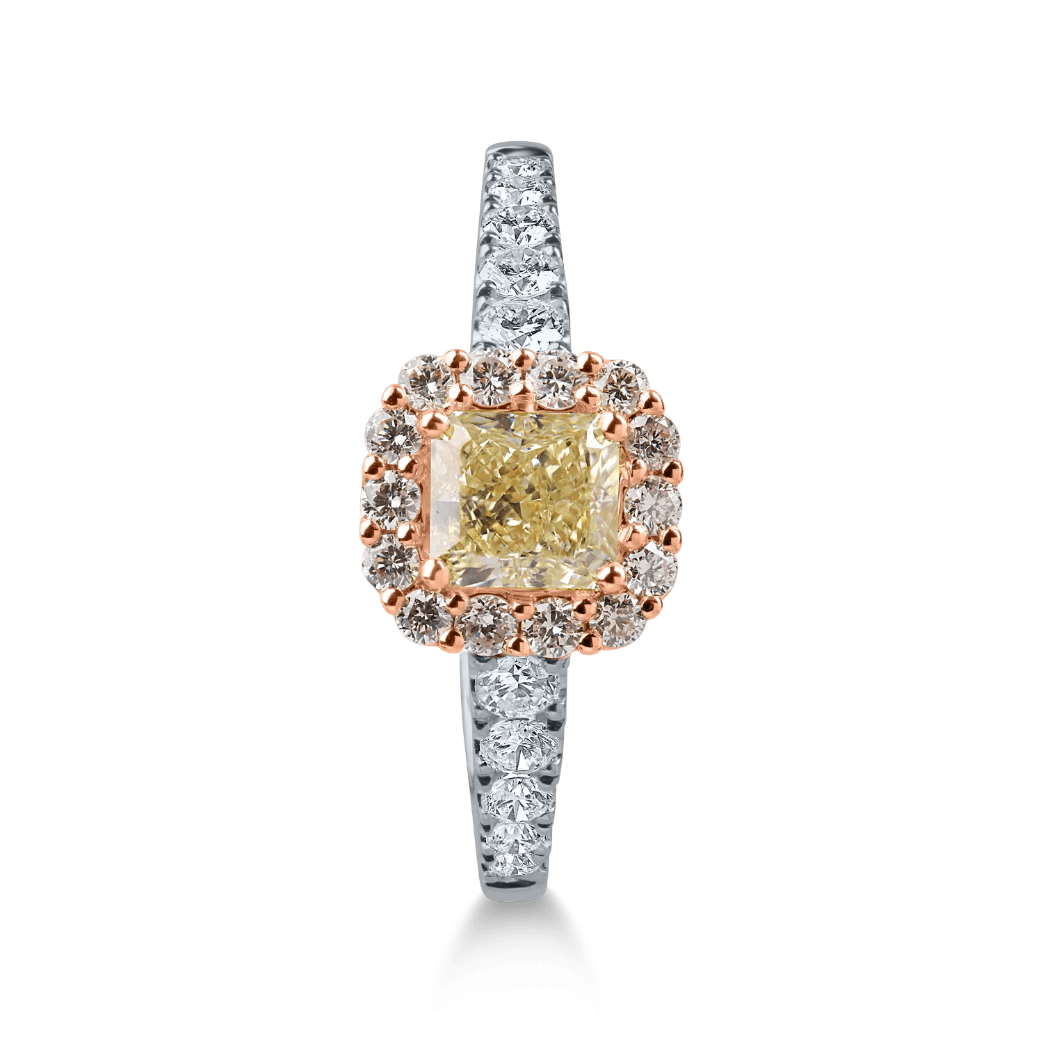 Inel din aur alb-roz cu diamant galben de 0.72ct Inel din aur alb-roz cu diamant galben de 0.72ct
