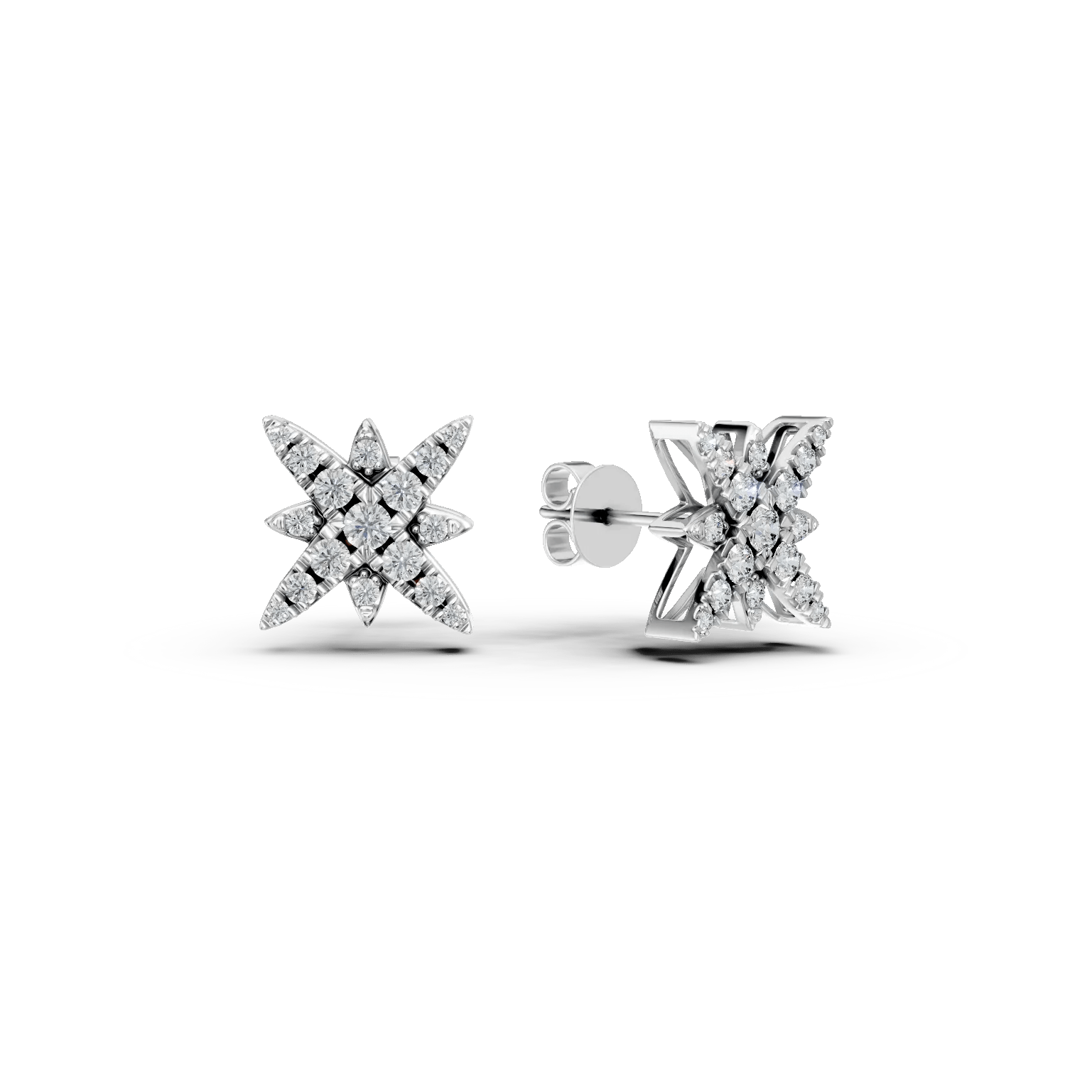 Cercei stea din aur alb cu diamante de 0.68ct Cercei stea din aur alb cu diamante de 0.68ct