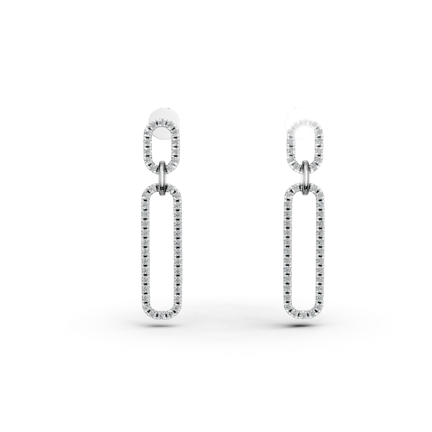 Cercei geometrici din aur alb cu diamante Cercei geometrici din aur alb cu diamante