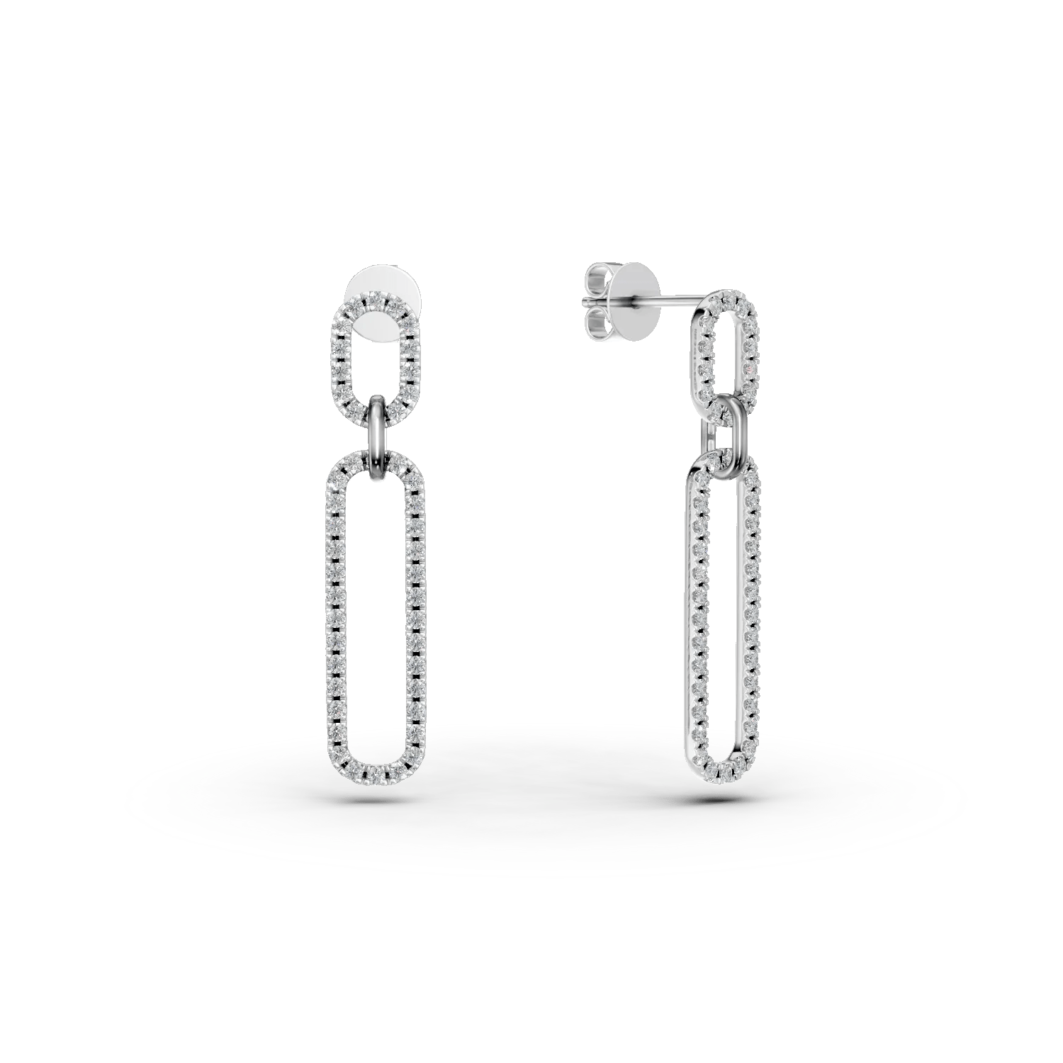 Cercei geometrici din aur alb cu diamante de 1ct Cercei geometrici din aur alb cu diamante de 1ct