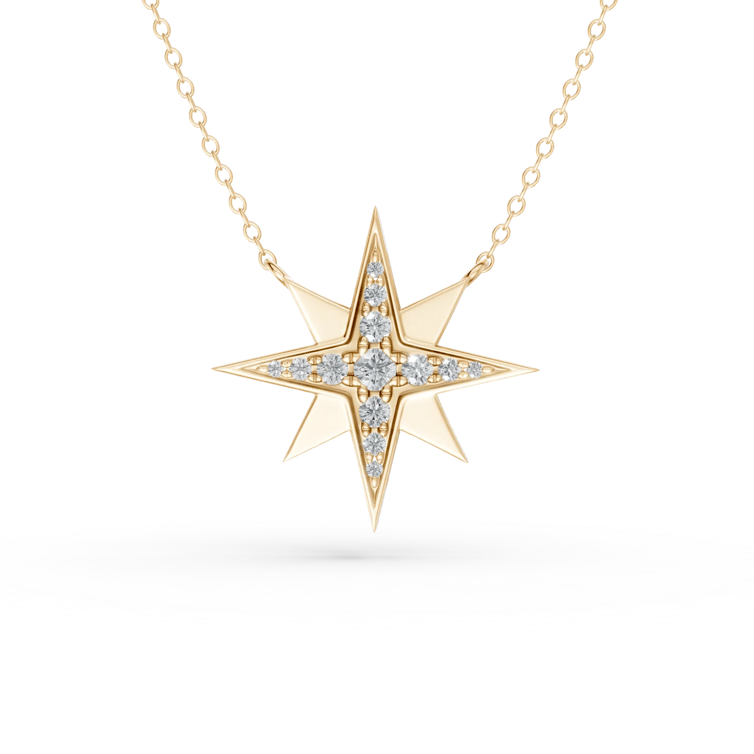 Lanț cu pandantiv stea din aur galben și diamante de 0.22ct Lanț cu pandantiv stea din aur galben și diamante de 0.22ct