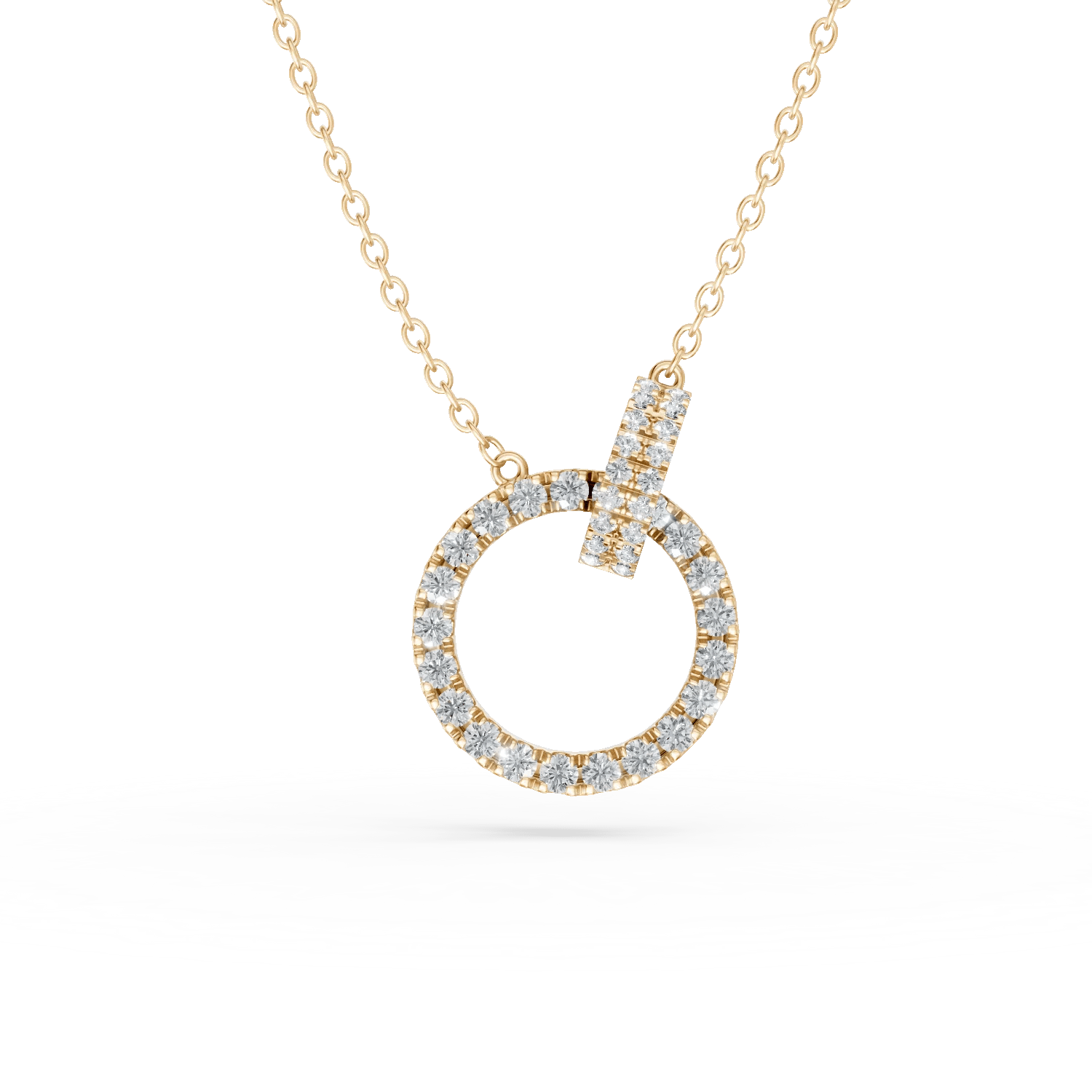 Lănțișor cu pandantiv geometric din aur galben cu diamante de 0.79ct Lănțișor cu pandantiv geometric din aur galben cu diamante de 0.79ct