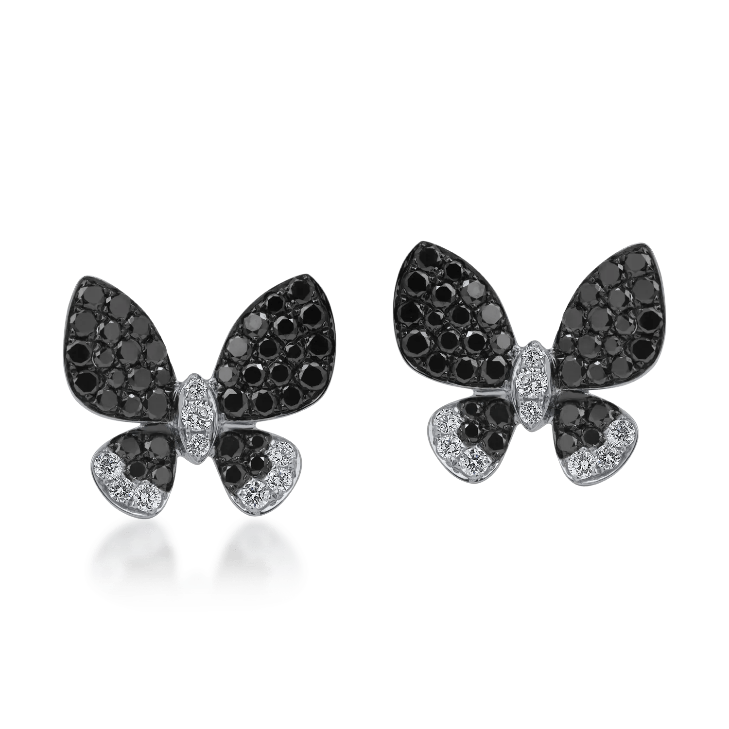 Cercei fluture din aur alb-negru cu diamante Cercei fluture din aur alb-negru cu diamante