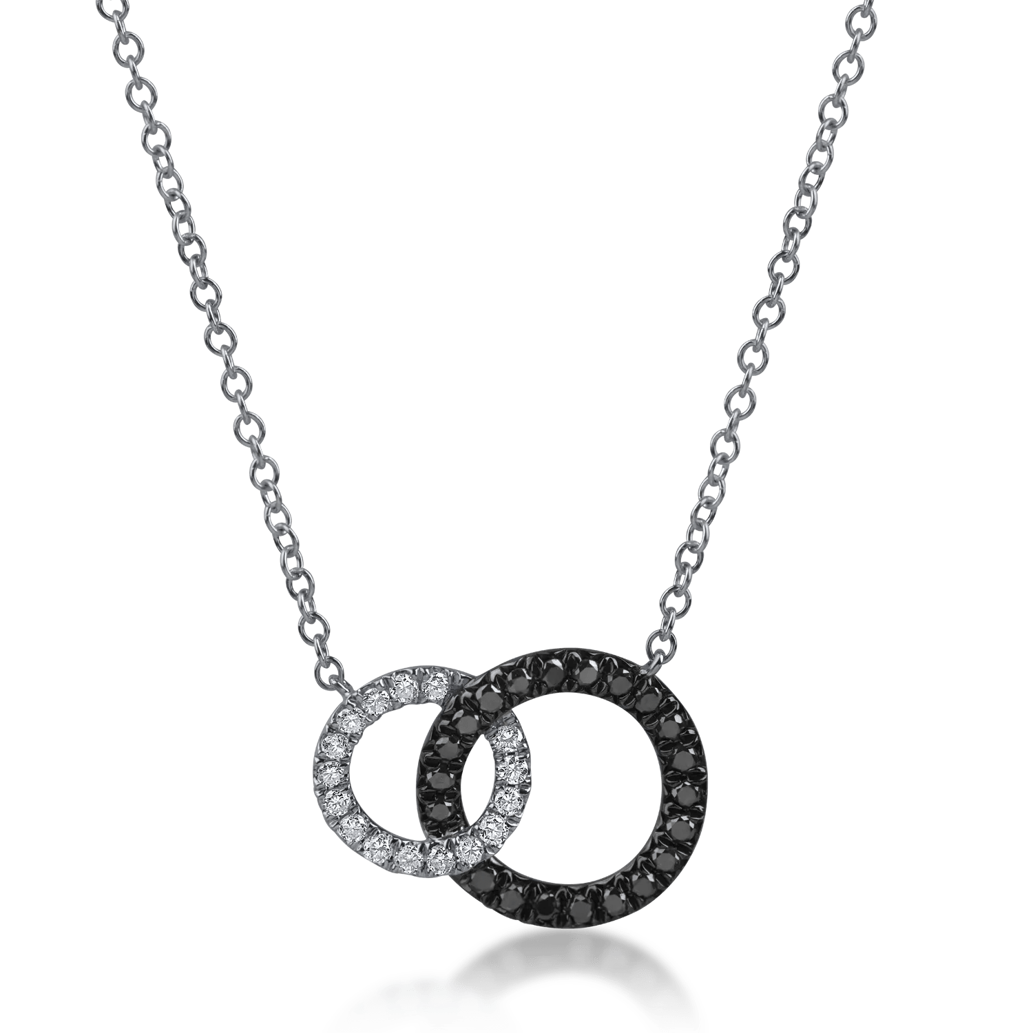Lanț cu pandantive rotunde din aur alb-negru cu diamante negre și incolore de 0.4ct Lanț cu pandantive rotunde din aur alb-negru cu diamante negre și incolore de 0.4ct