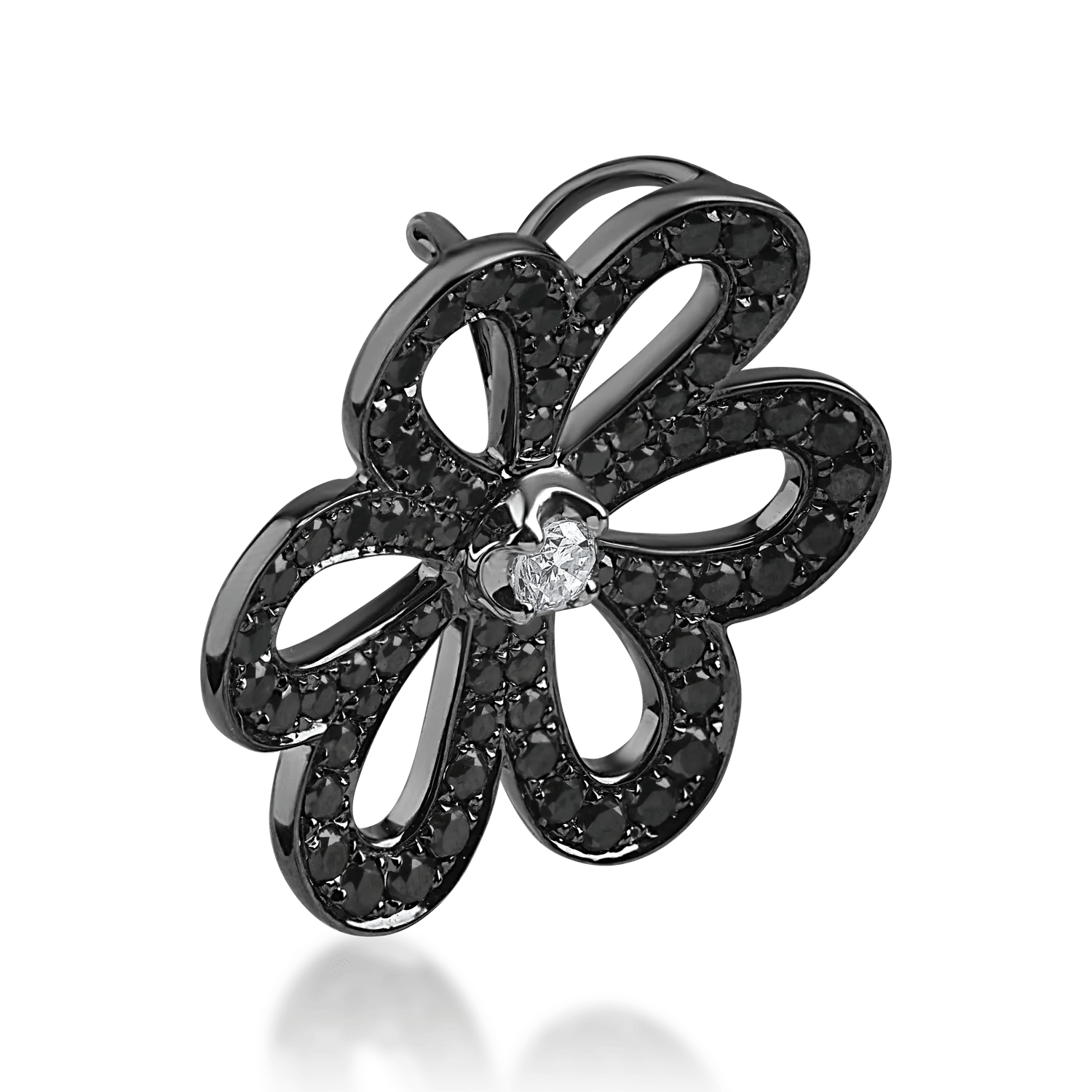 Pandantiv floral din aur alb cu diamante negre Pandantiv floral din aur alb cu diamante negre