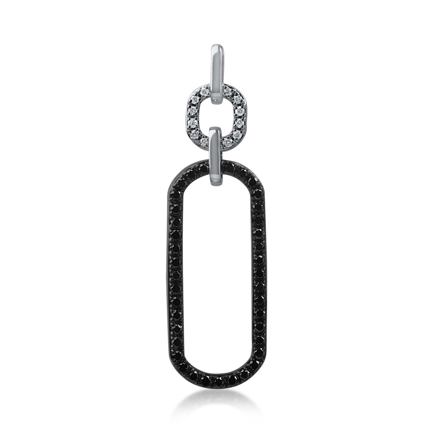 Pandantiv geometric din aur alb și negru cu diamante negre de 0.3ct și diamante incolore de 0.05ct Pandantiv geometric din aur alb și negru cu diamante negre de 0.3ct și diamante incolore de 0.05ct