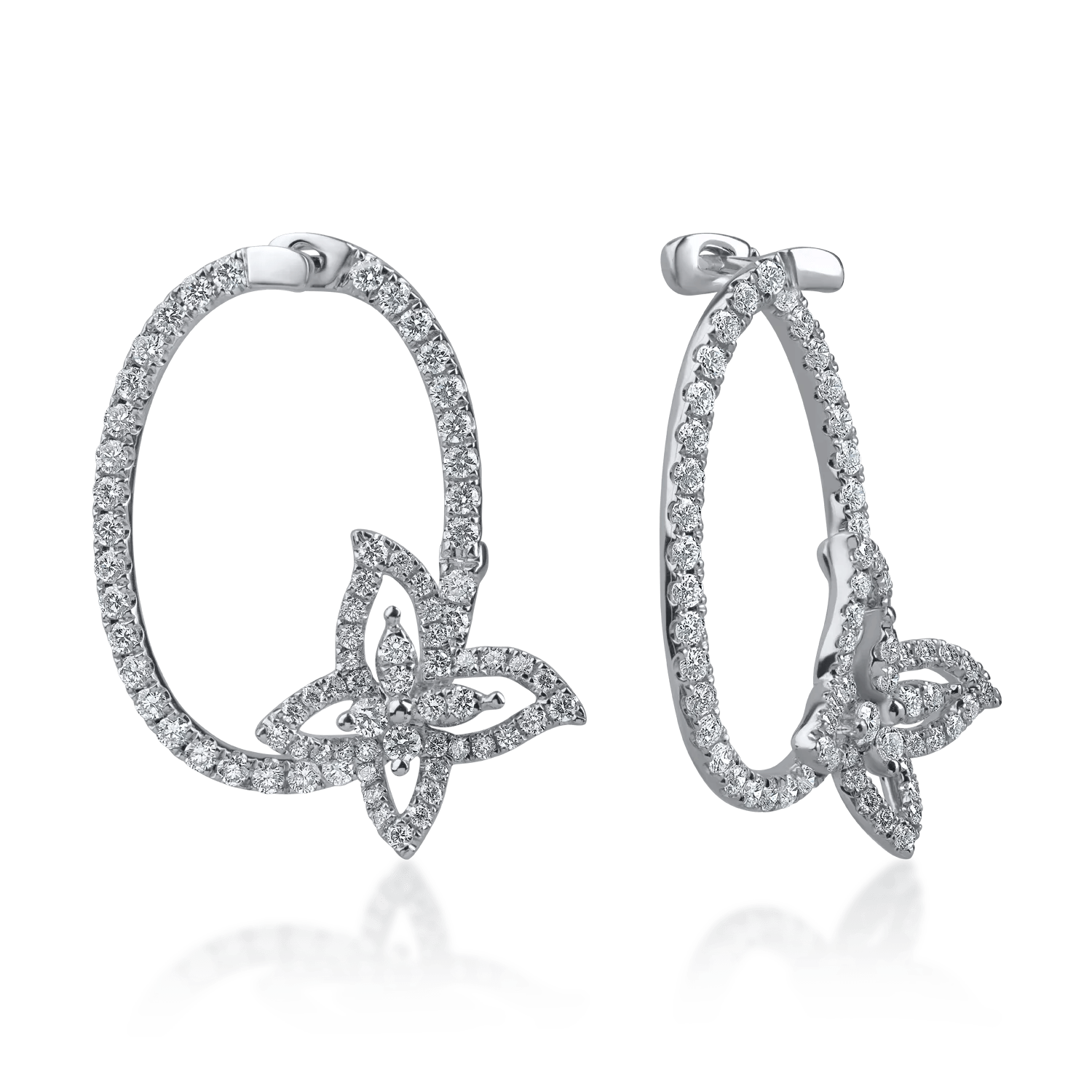 Cercei fluturi din aur alb cu diamante de 1.52ct Cercei fluturi din aur alb cu diamante de 1.52ct