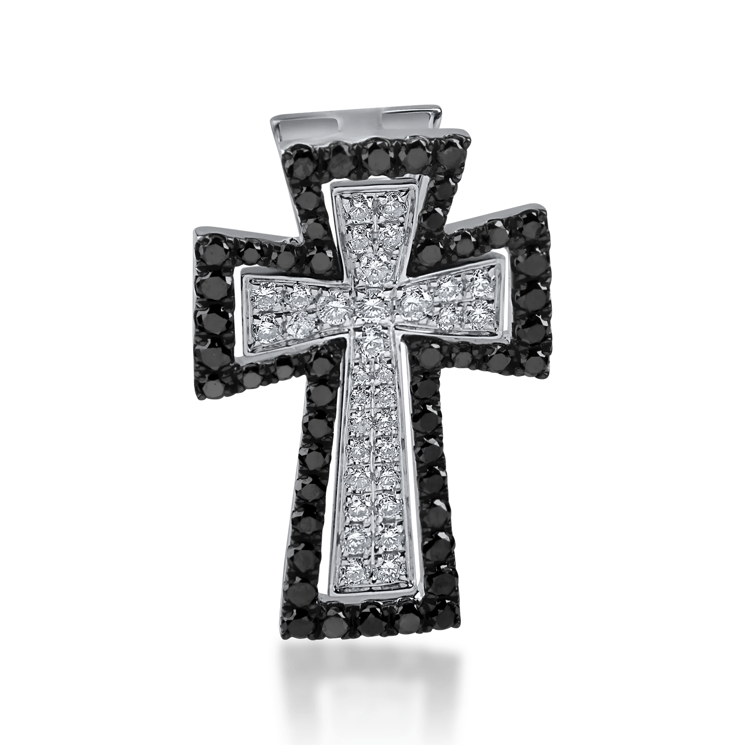 Pandantiv cruce din aur alb-negru cu diamante negre de 0.32ct și diamante de 0.15ct Pandantiv cruce din aur alb-negru cu diamante negre de 0.32ct și diamante de 0.15ct