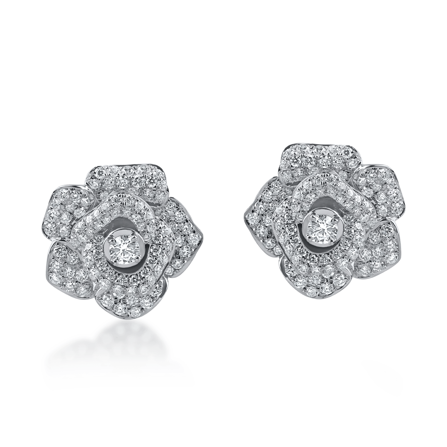 Cercei florali din aur alb cu diamante 0.79ct Cercei florali din aur alb cu diamante 0.79ct