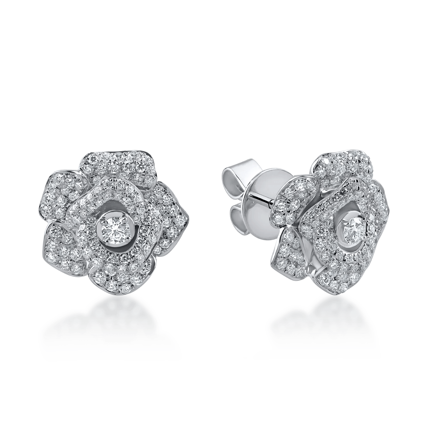 Cercei florali din aur alb cu diamante de 0.79ct Cercei florali din aur alb cu diamante de 0.79ct