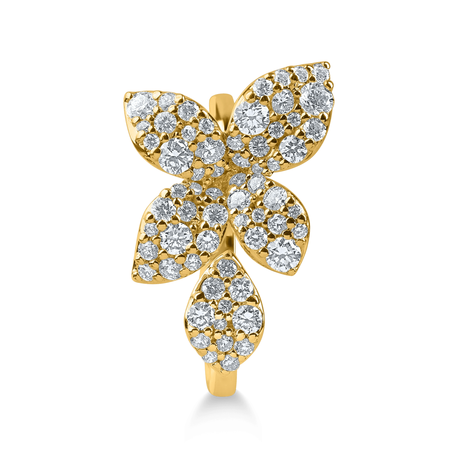 Inel floral din aur galben cu diamante 0.91ct Inel floral din aur galben cu diamante 0.91ct