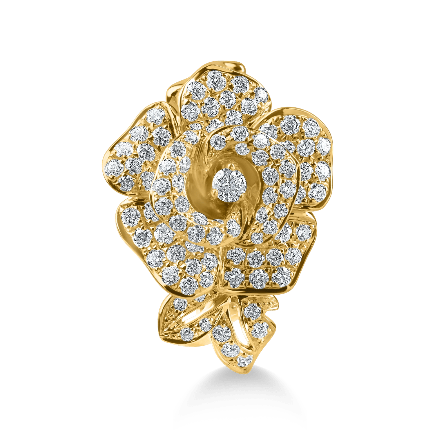 Inel floral din aur galben cu diamante – teilor Inel floral din aur galben cu diamante - teilor