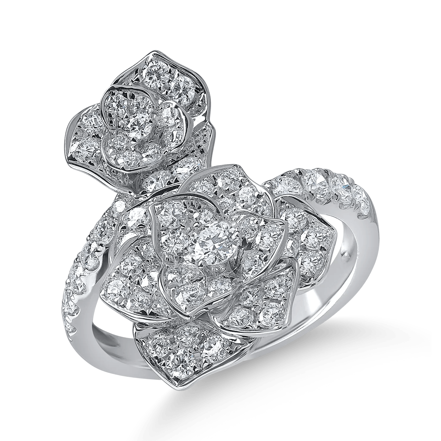 Inel floral din aur alb cu diamante de 1.2ct Inel floral din aur alb cu diamante de 1.2ct