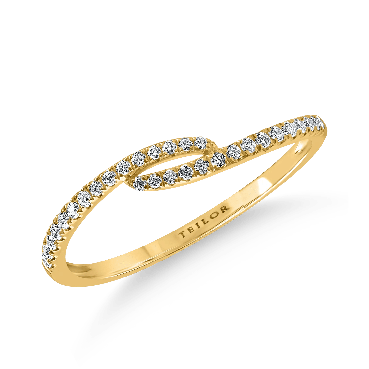 Inel din aur galben minimalist cu diamante de 0.12ct Inel din aur galben minimalist cu diamante de 0.12ct